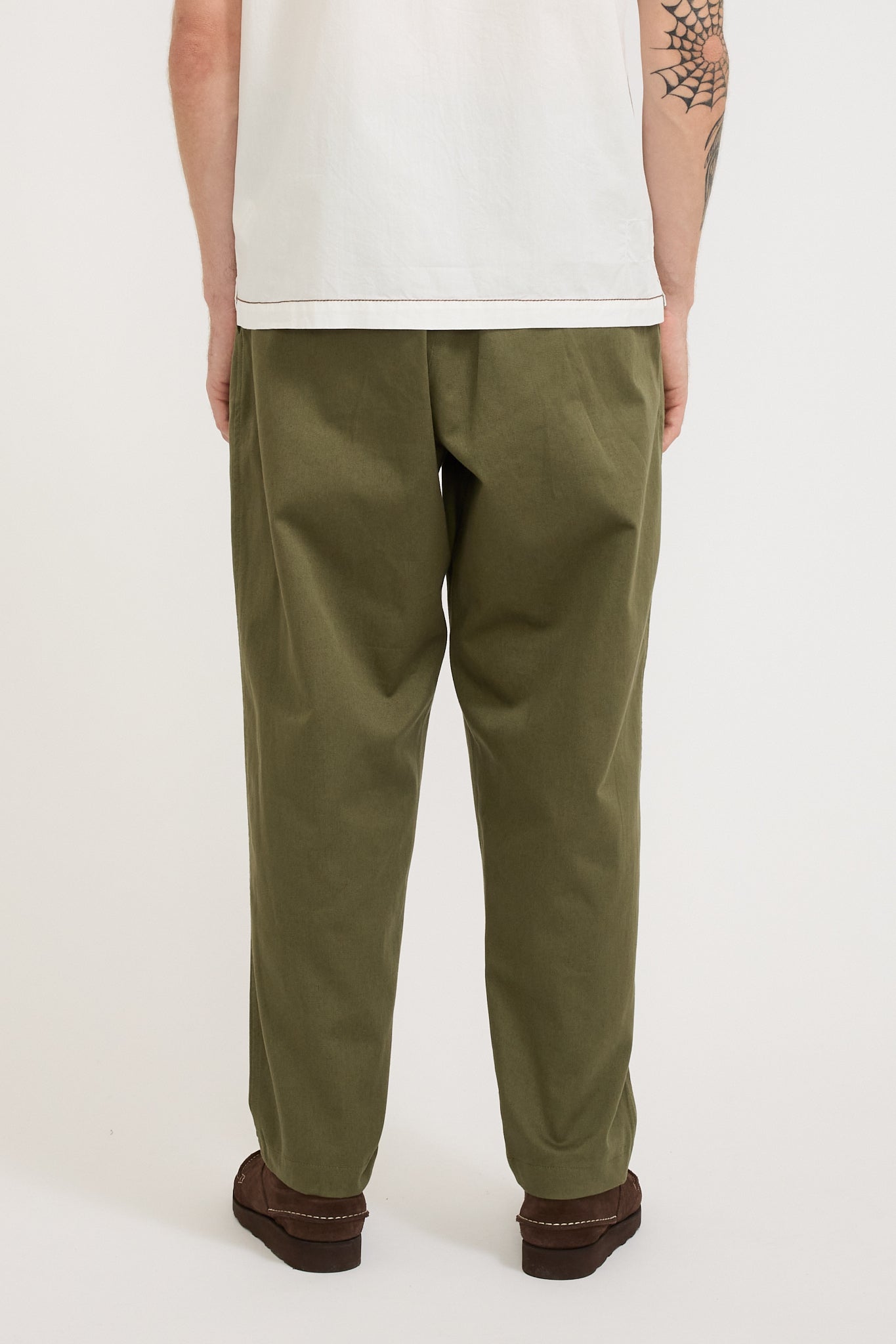 Pleated Track Pant Twill Light Olive