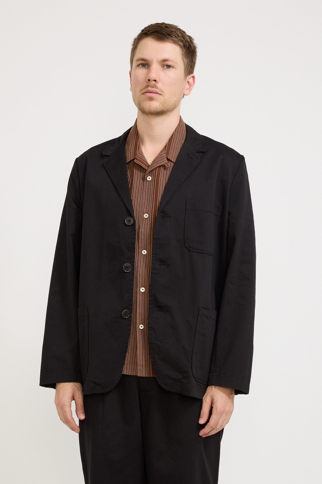 Three Button Jacket Twill Black