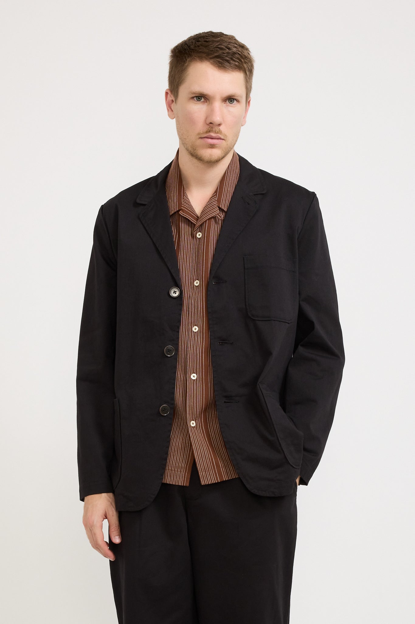 Three Button Jacket Twill Black