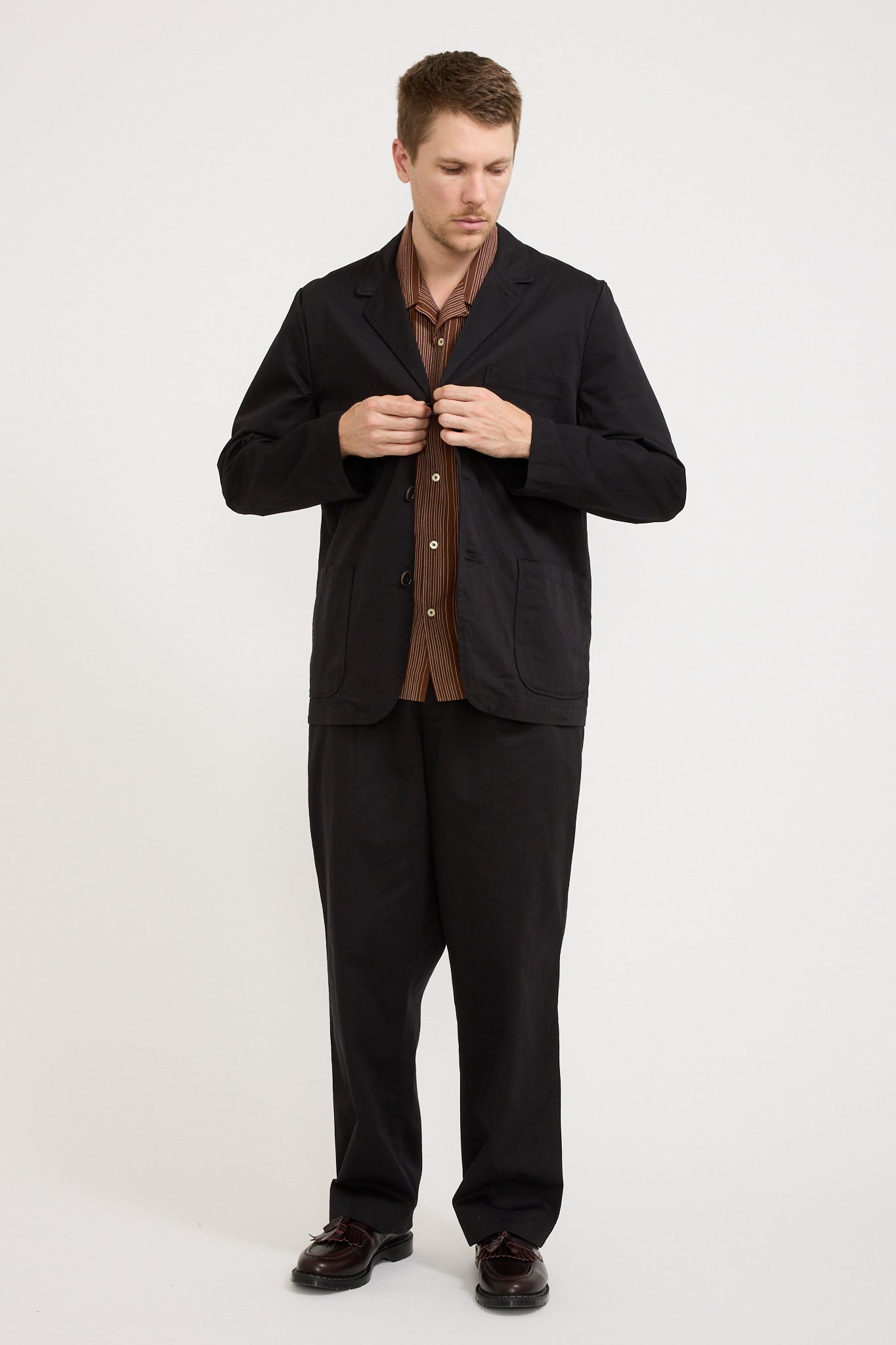 Three Button Jacket Twill Black