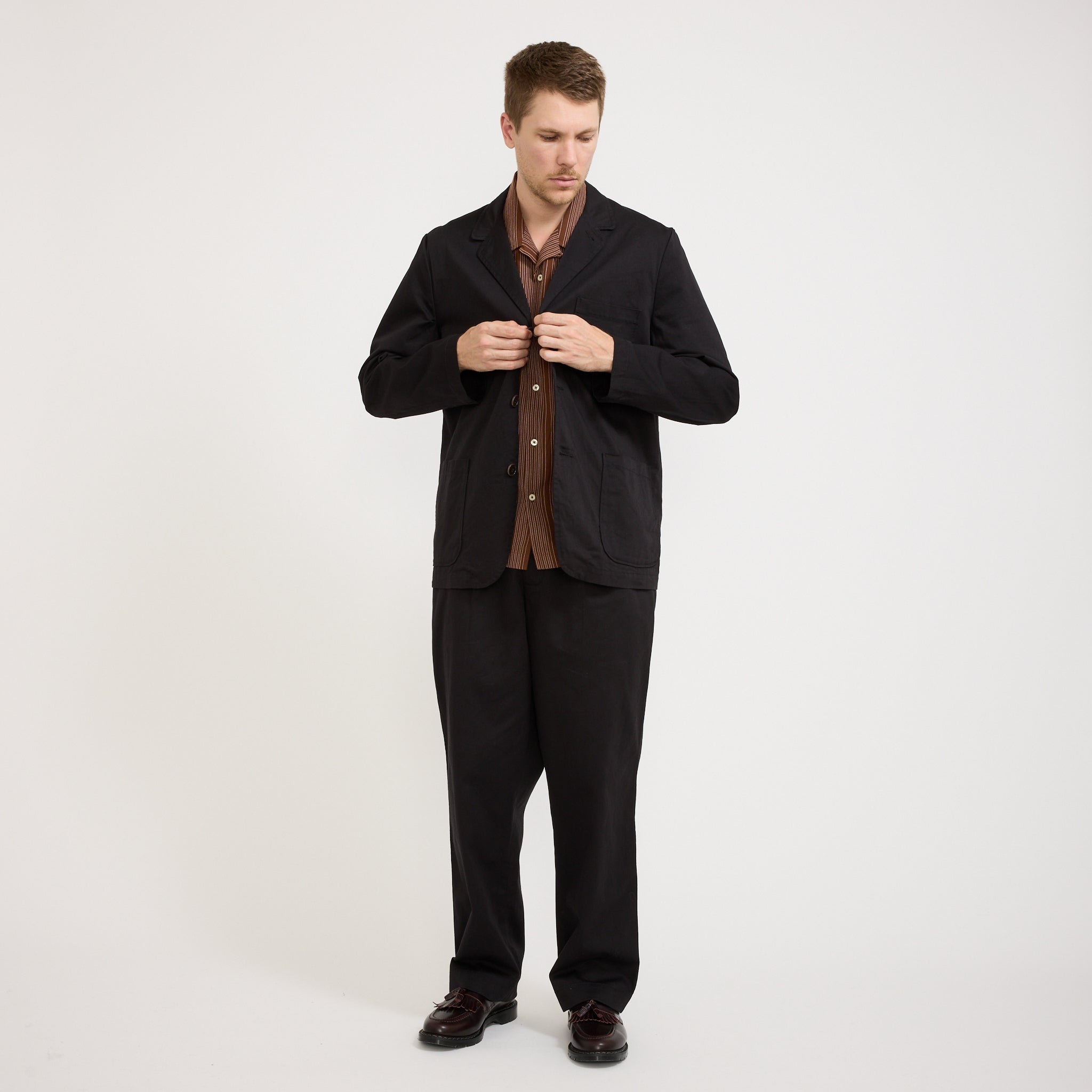 Three Button Jacket Twill Black
