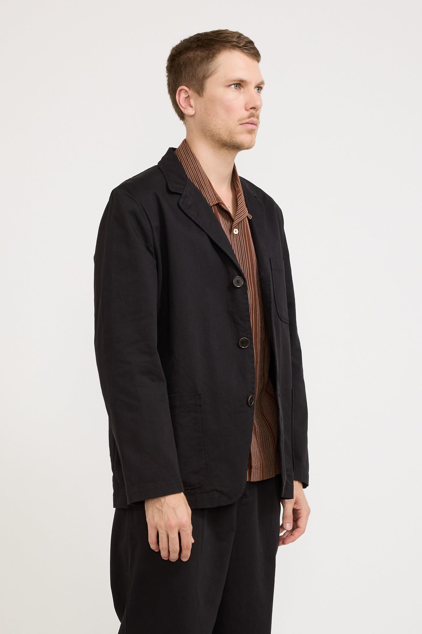 Three Button Jacket Twill Black