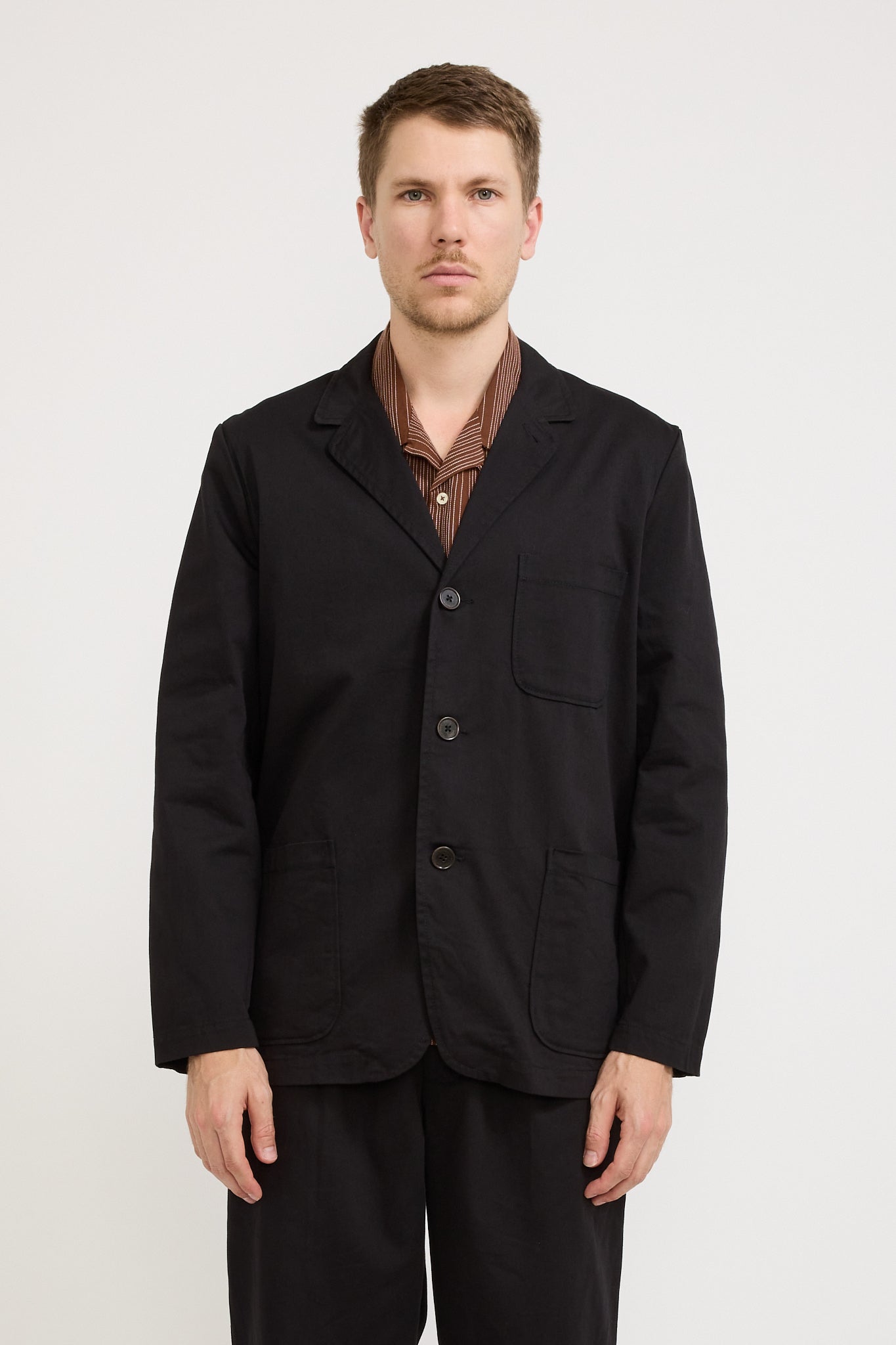 Three Button Jacket Twill Black