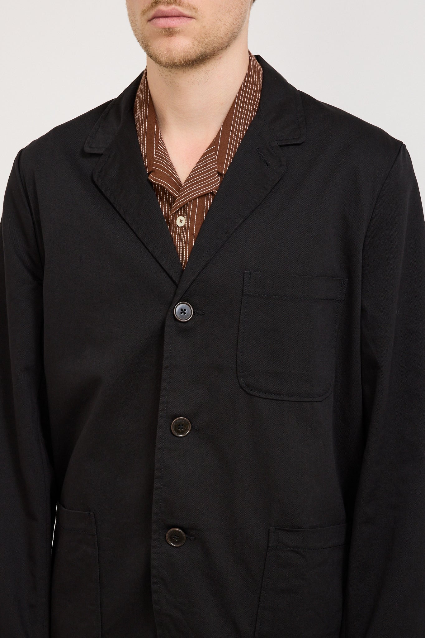 Three Button Jacket Twill Black