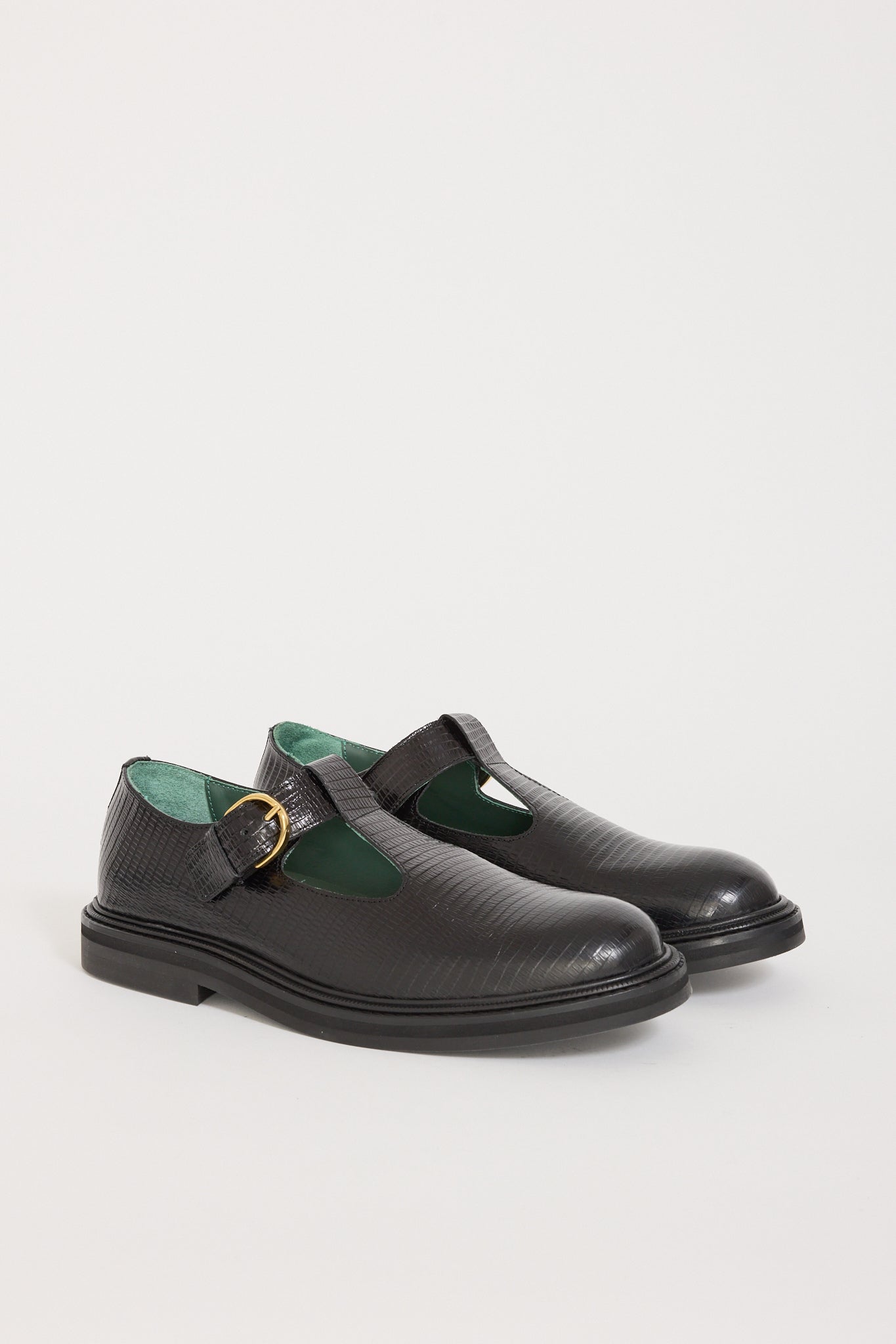 Vinny's | Vinnee T-Strap Derby Black Lizard Pattern | Maplestore