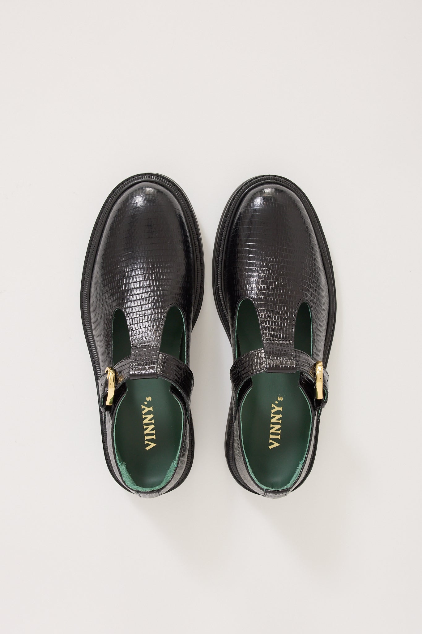 Vinny's | Vinnee T-Strap Derby Black Lizard Pattern | Maplestore