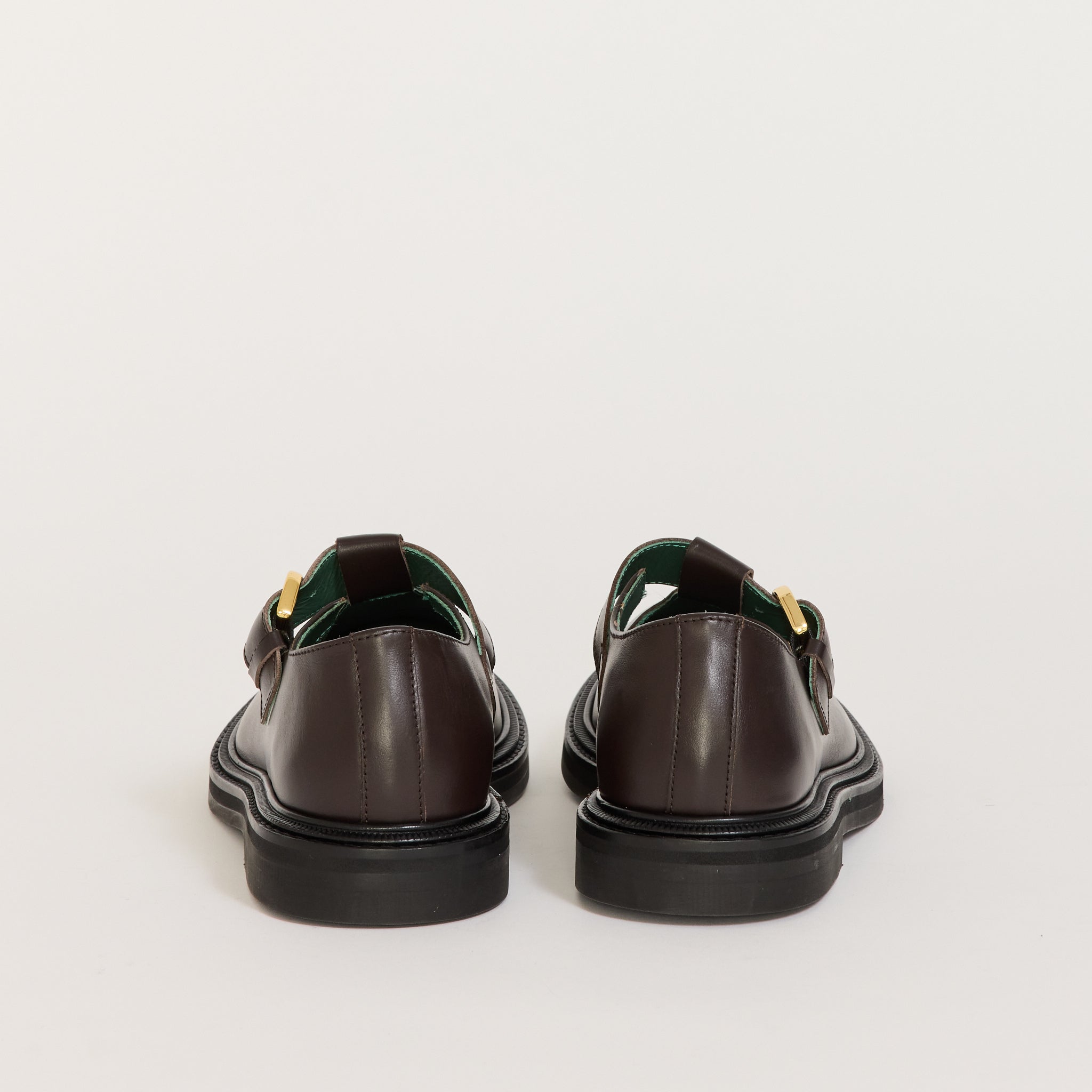Vinnee T-Strap Derby Dark Brown Leather
