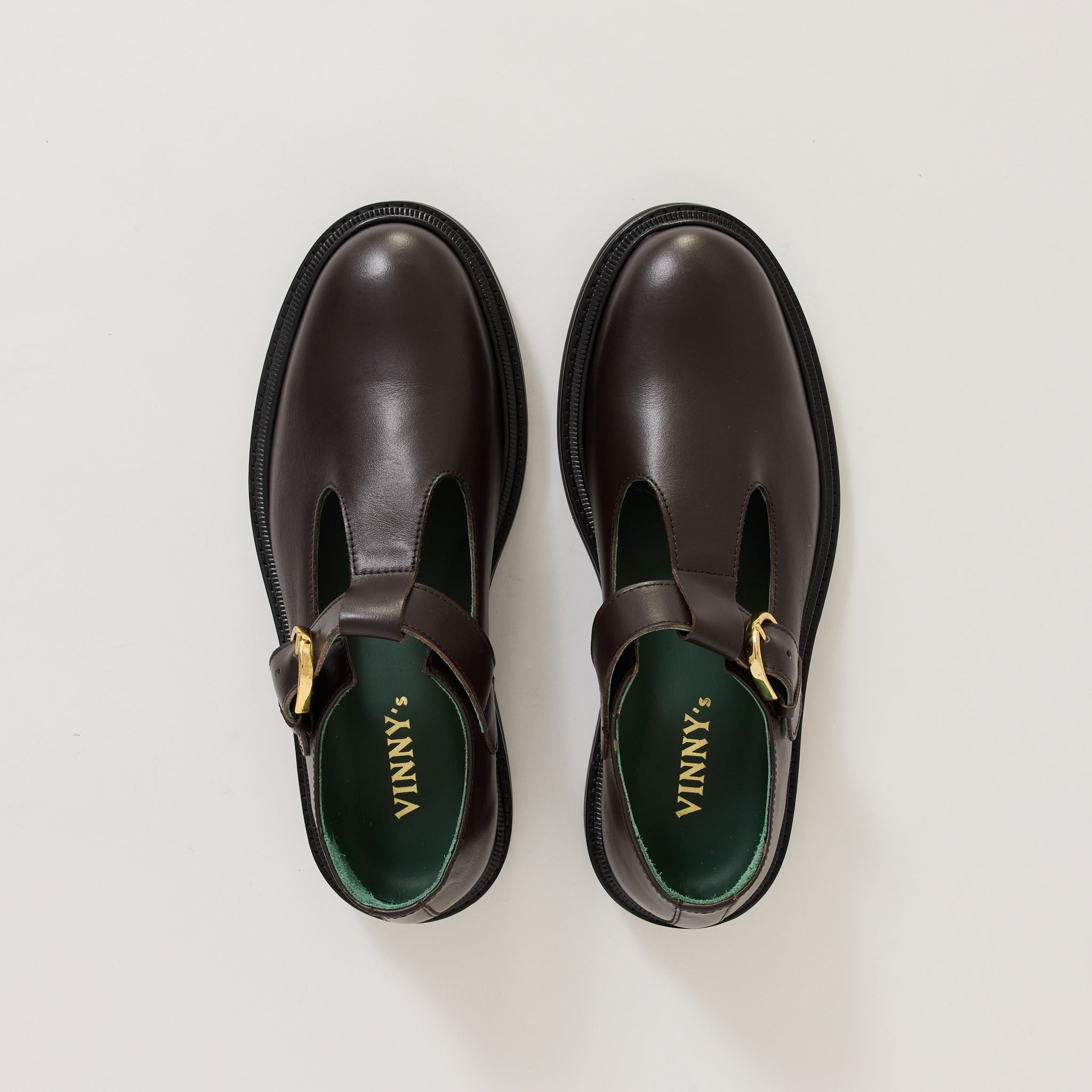 Vinnee T-Strap Derby Dark Brown Leather