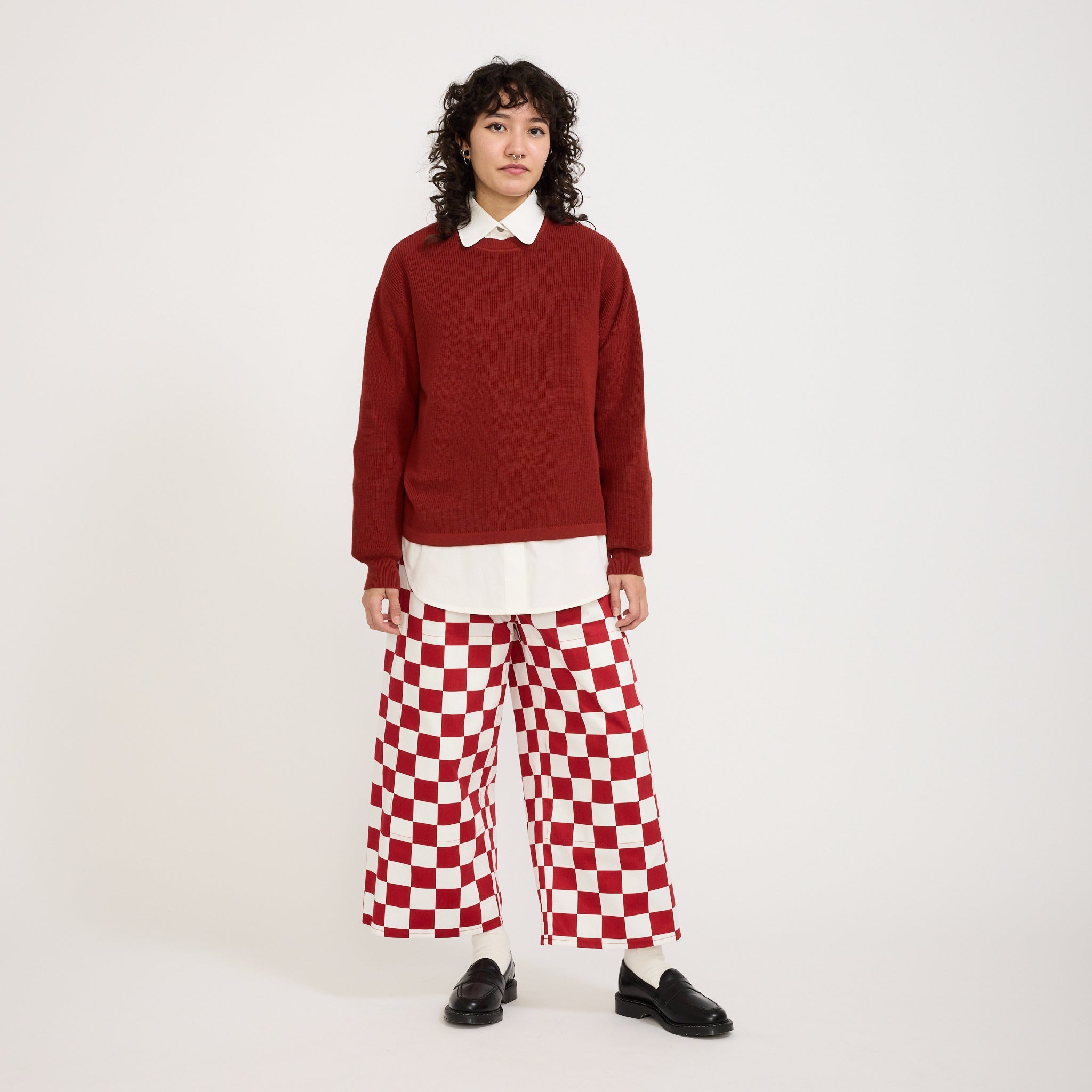Waffle Pullover Red