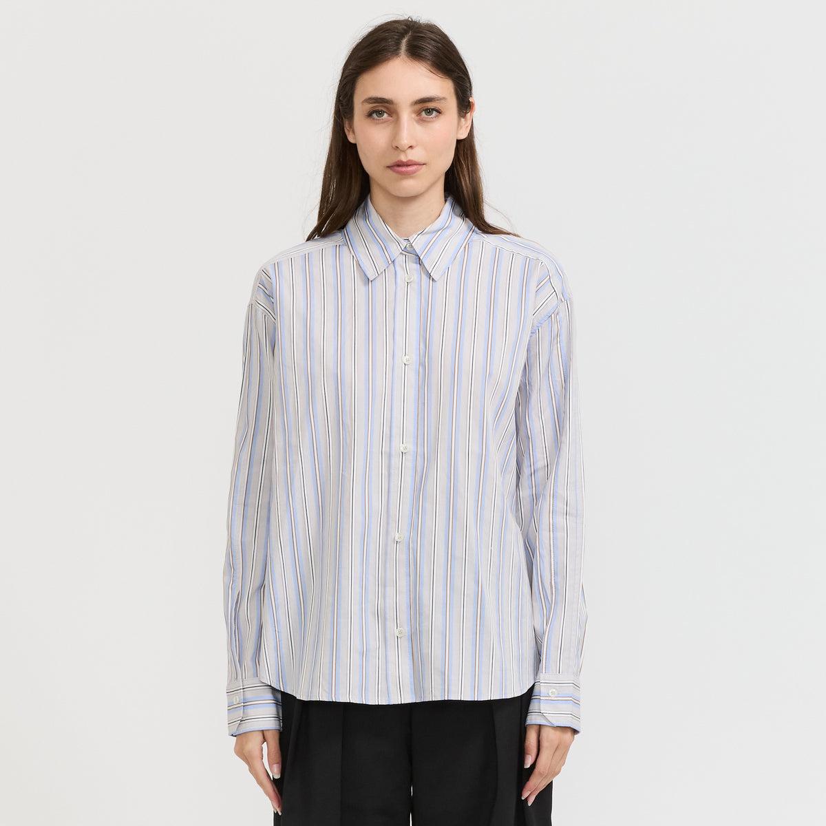 Lenoa Panel Stripe Shirt Micro Chip Grey