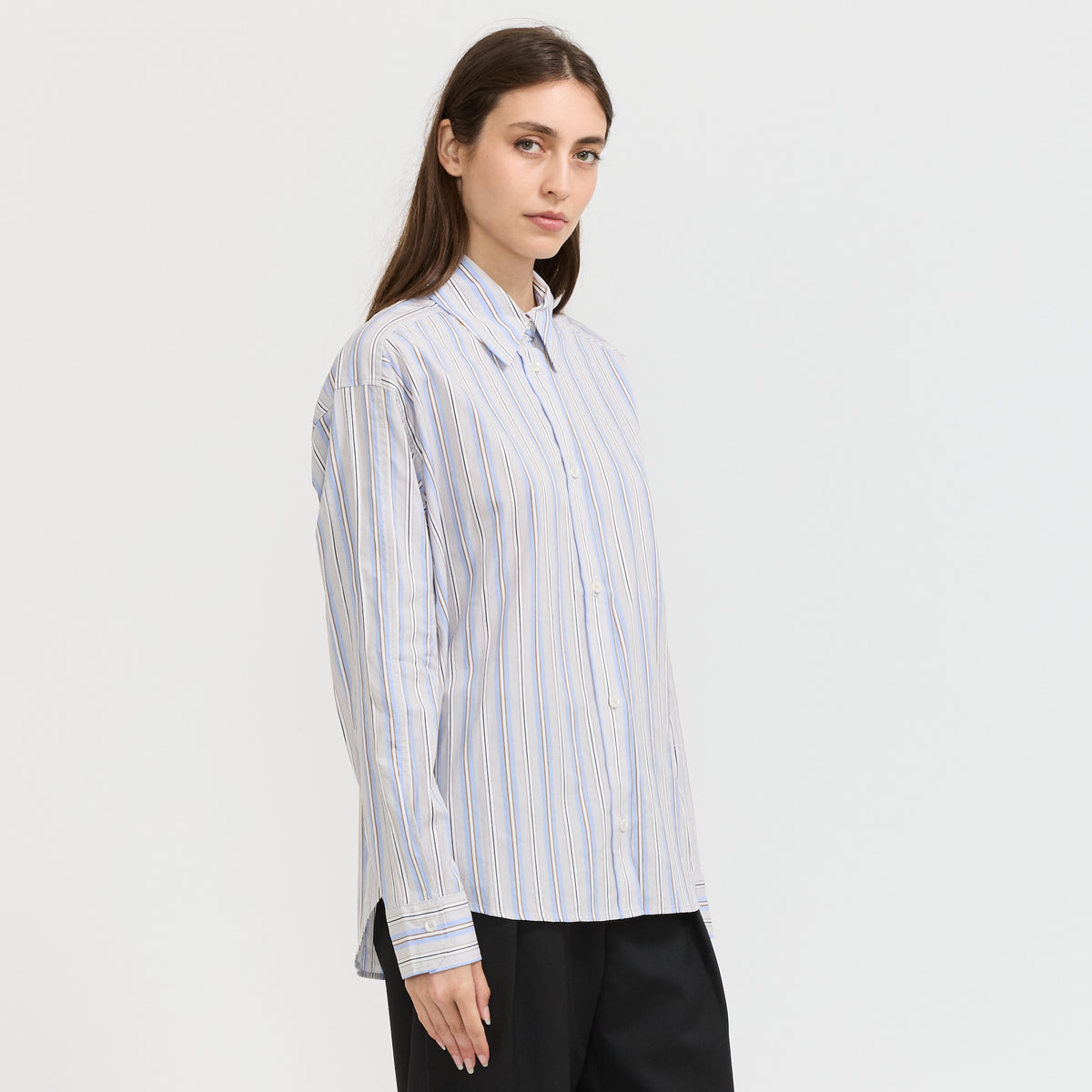 Lenoa Panel Stripe Shirt Micro Chip Grey