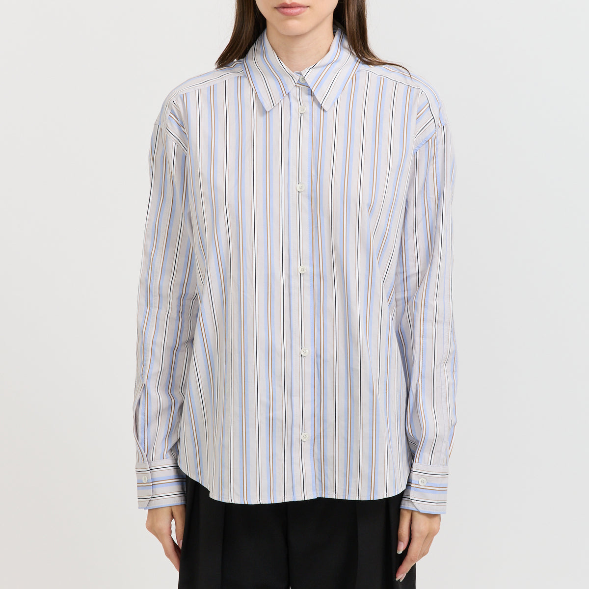 Lenoa Panel Stripe Shirt Micro Chip Grey