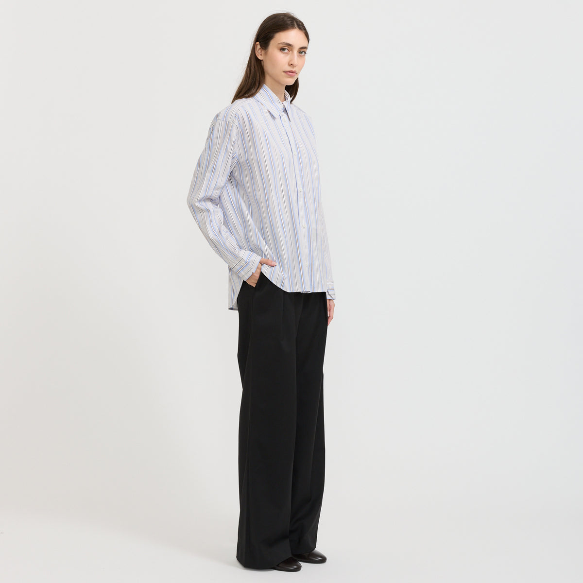 Lenoa Panel Stripe Shirt Micro Chip Grey