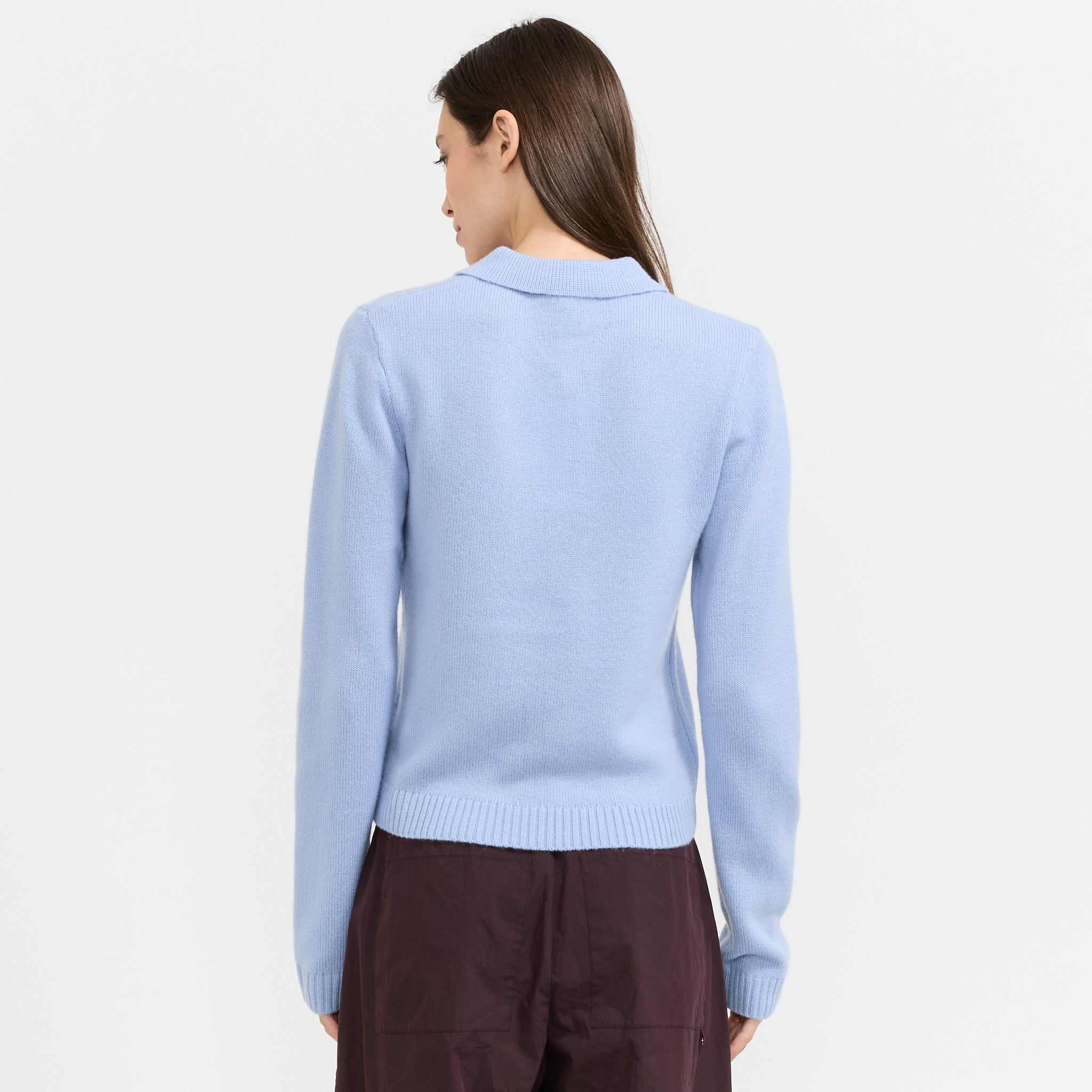 Paula Cashmere Knit Polo Brunnera Blue