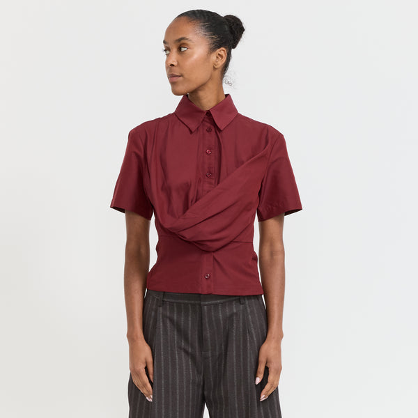 Annie Short Sleeve Shirt Dark Red | Wynn Hamlyn Womens Shirts