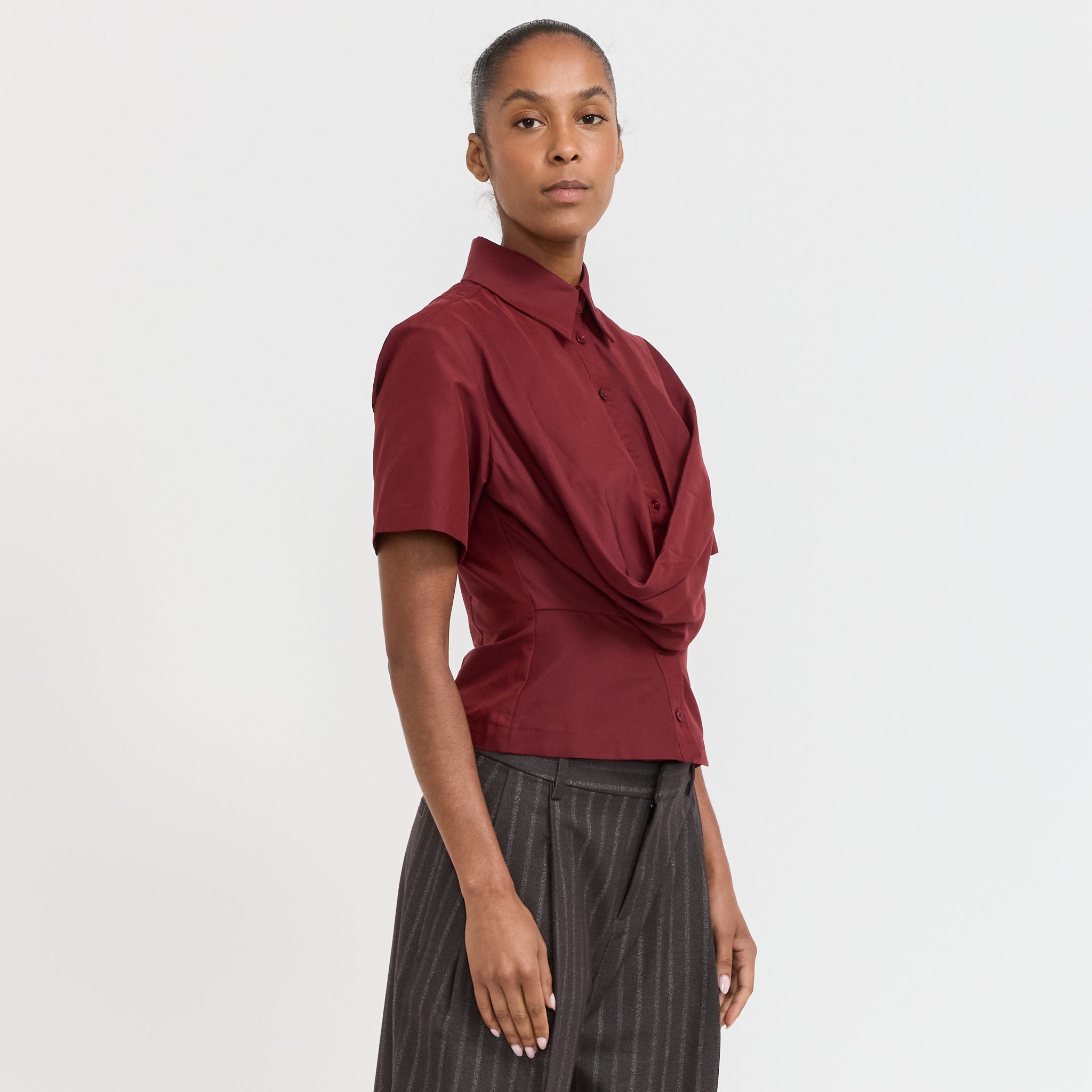 Wynn Hamlyn | Annie Short Sleeve Shirt Dark Red | Maplestore