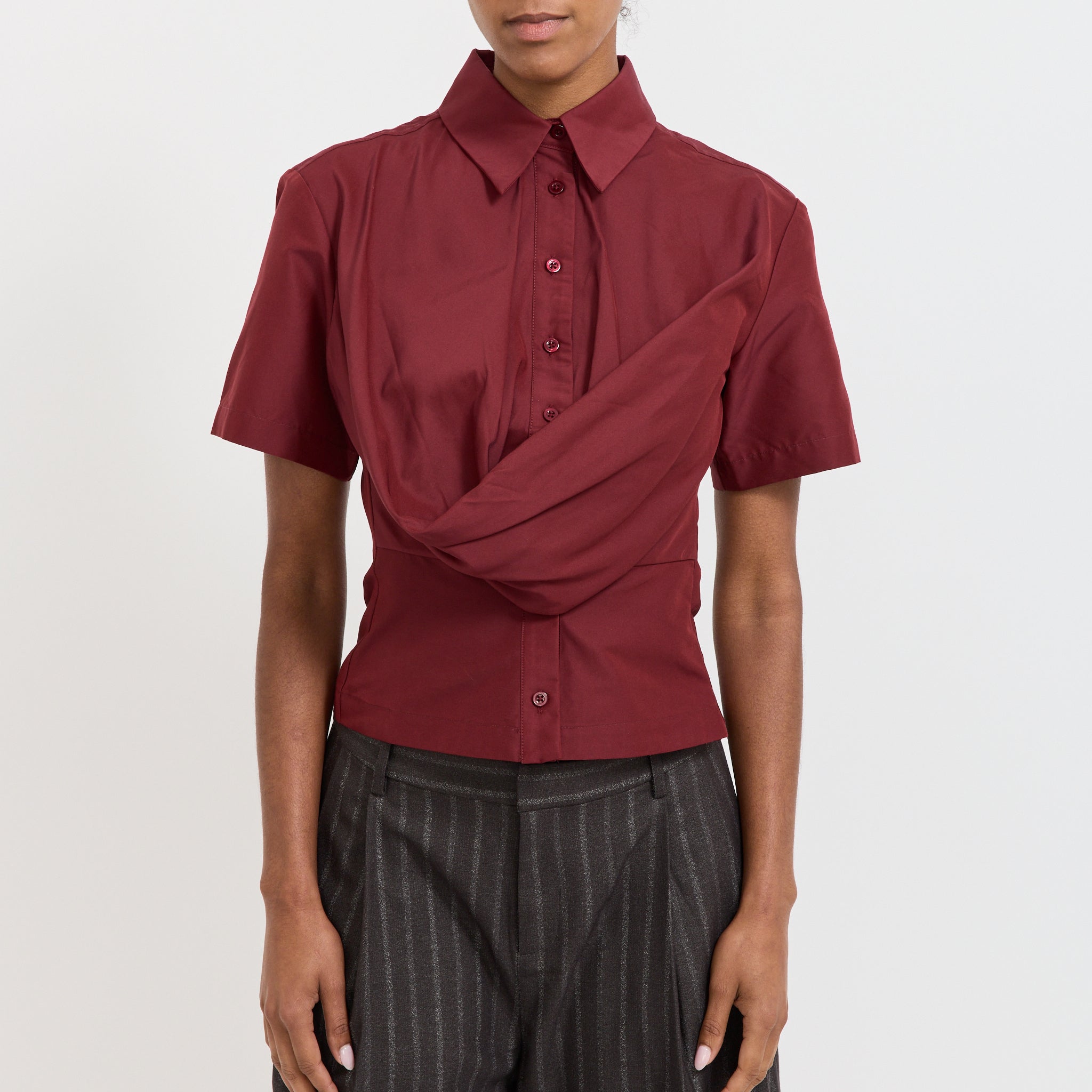 Wynn Hamlyn | Annie Short Sleeve Shirt Dark Red | Maplestore