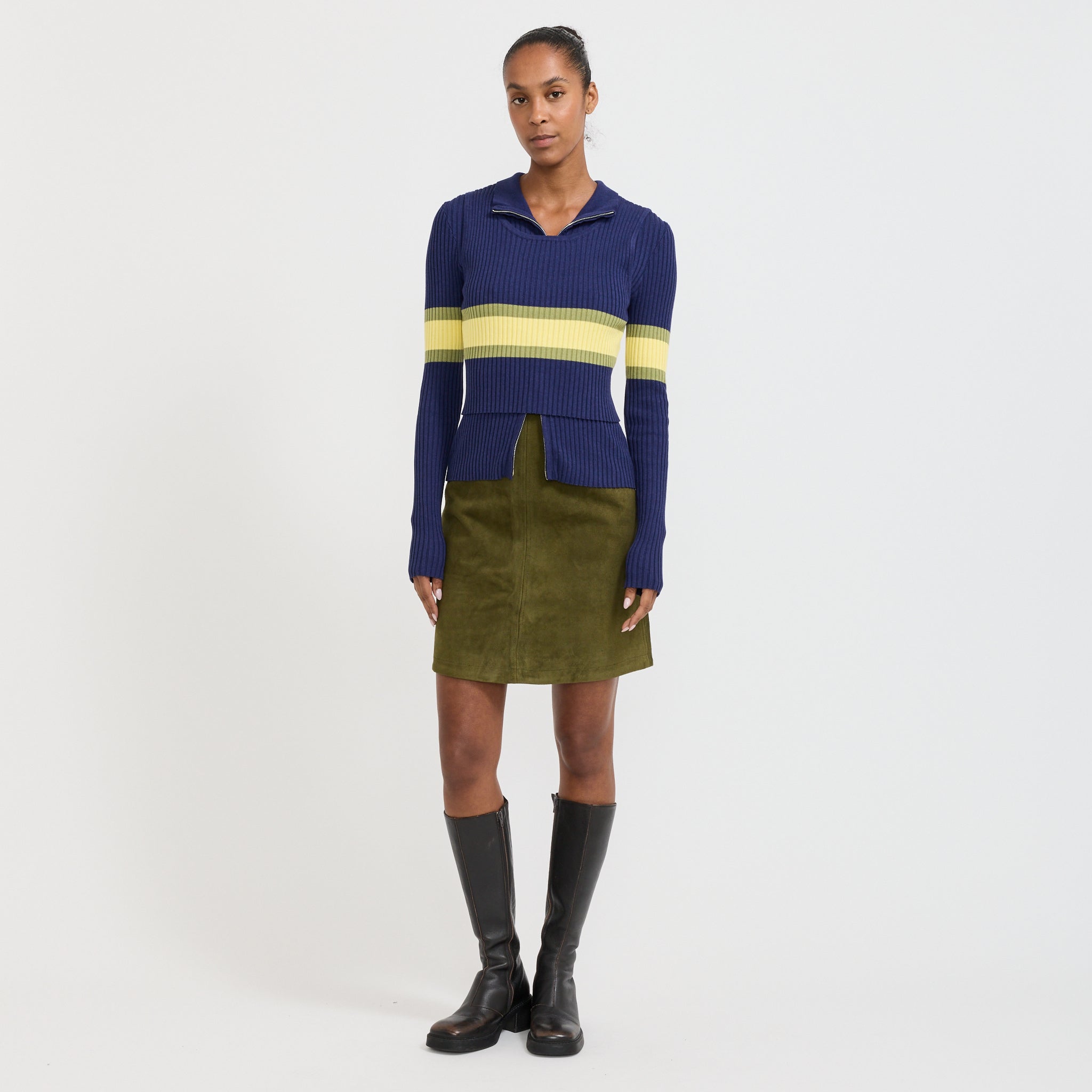 Wynn Hamlyn | Bonnie Suede Midi Skirt Dark Sage | Maplestore