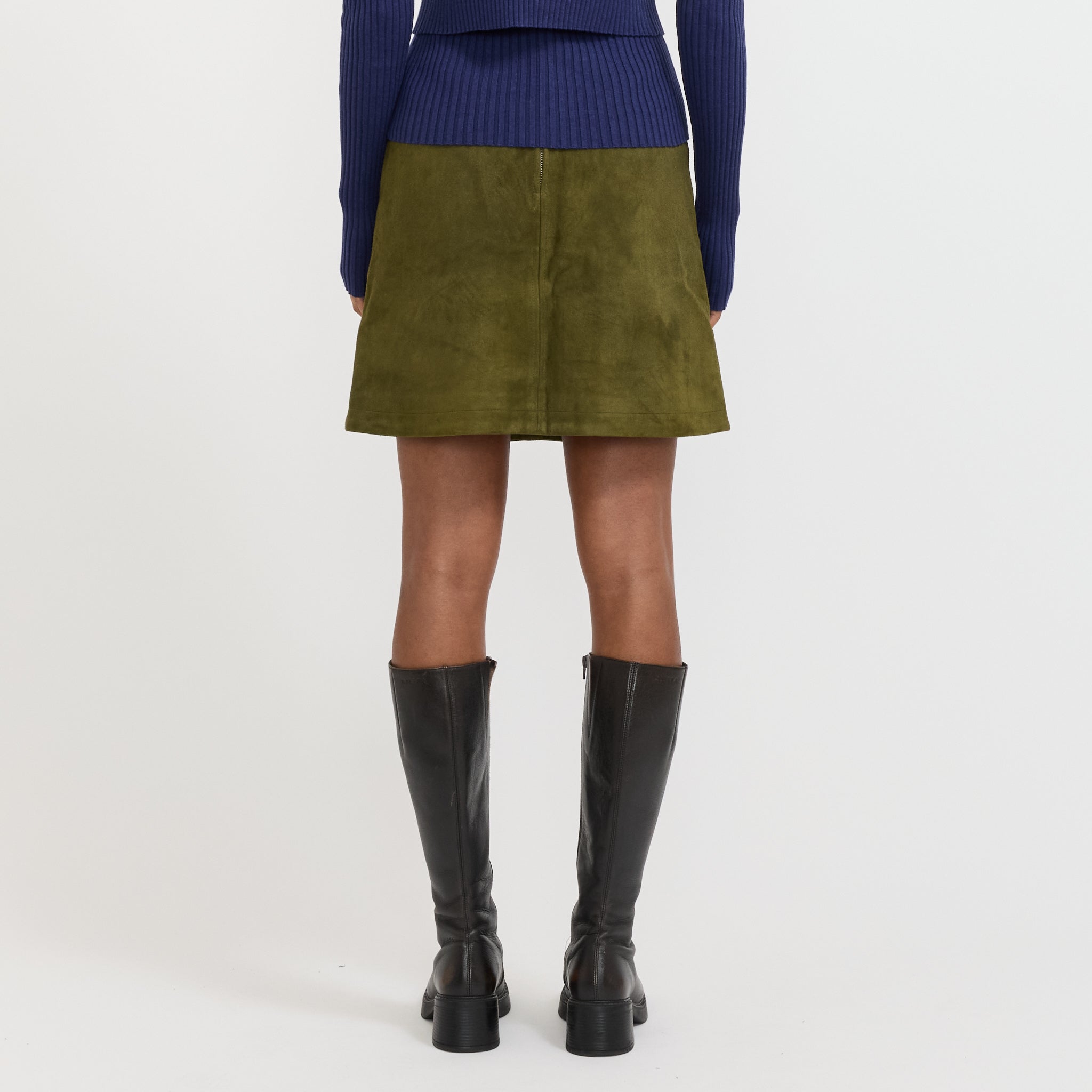 Wynn Hamlyn | Bonnie Suede Midi Skirt Dark Sage | Maplestore
