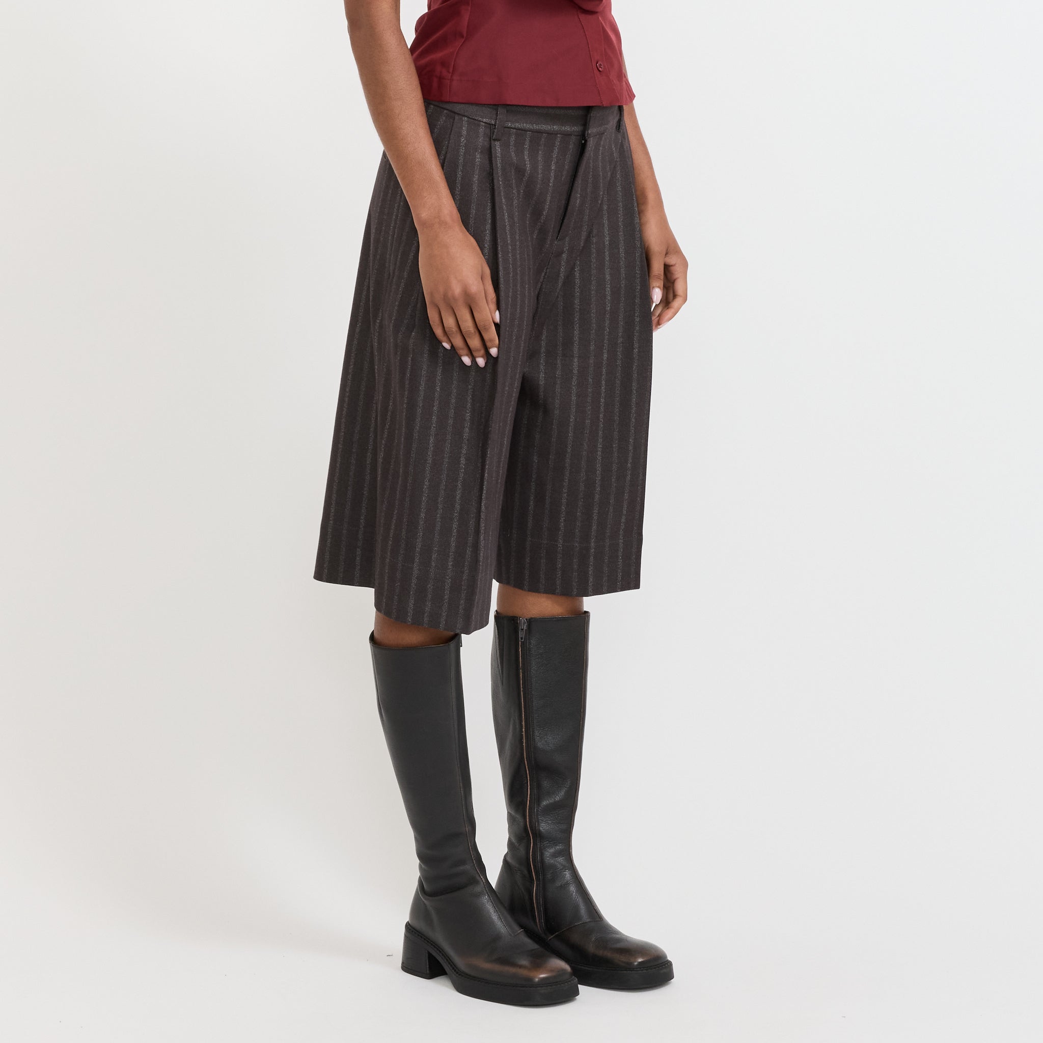 Wynn Hamlyn | Charlie Shorts Charcoal Stripe | Maplestore