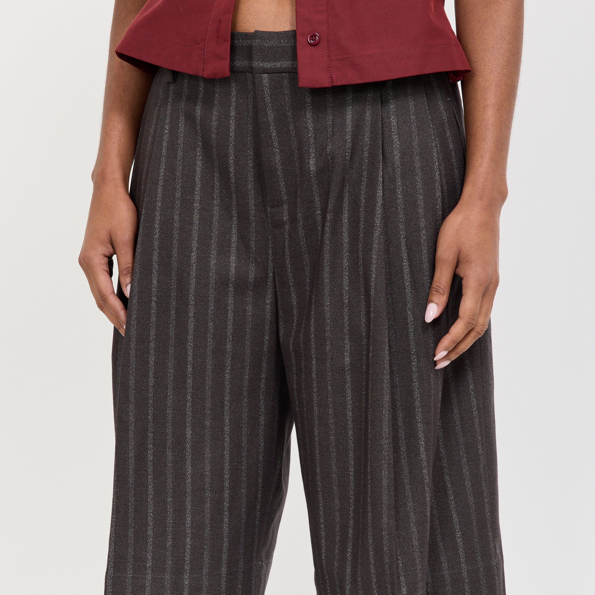 Wynn Hamlyn | Charlie Shorts Charcoal Stripe | Maplestore