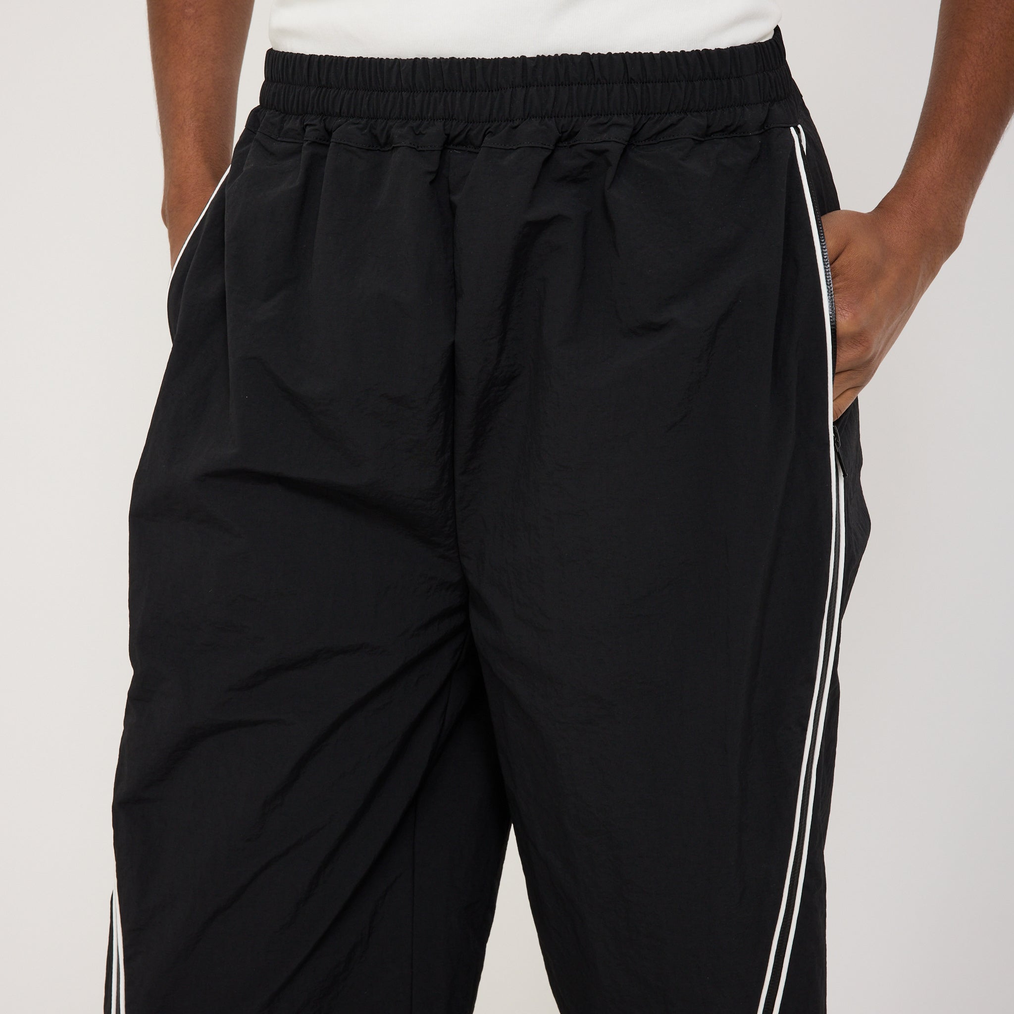 Curved Leg Zip Track Pant Black/White