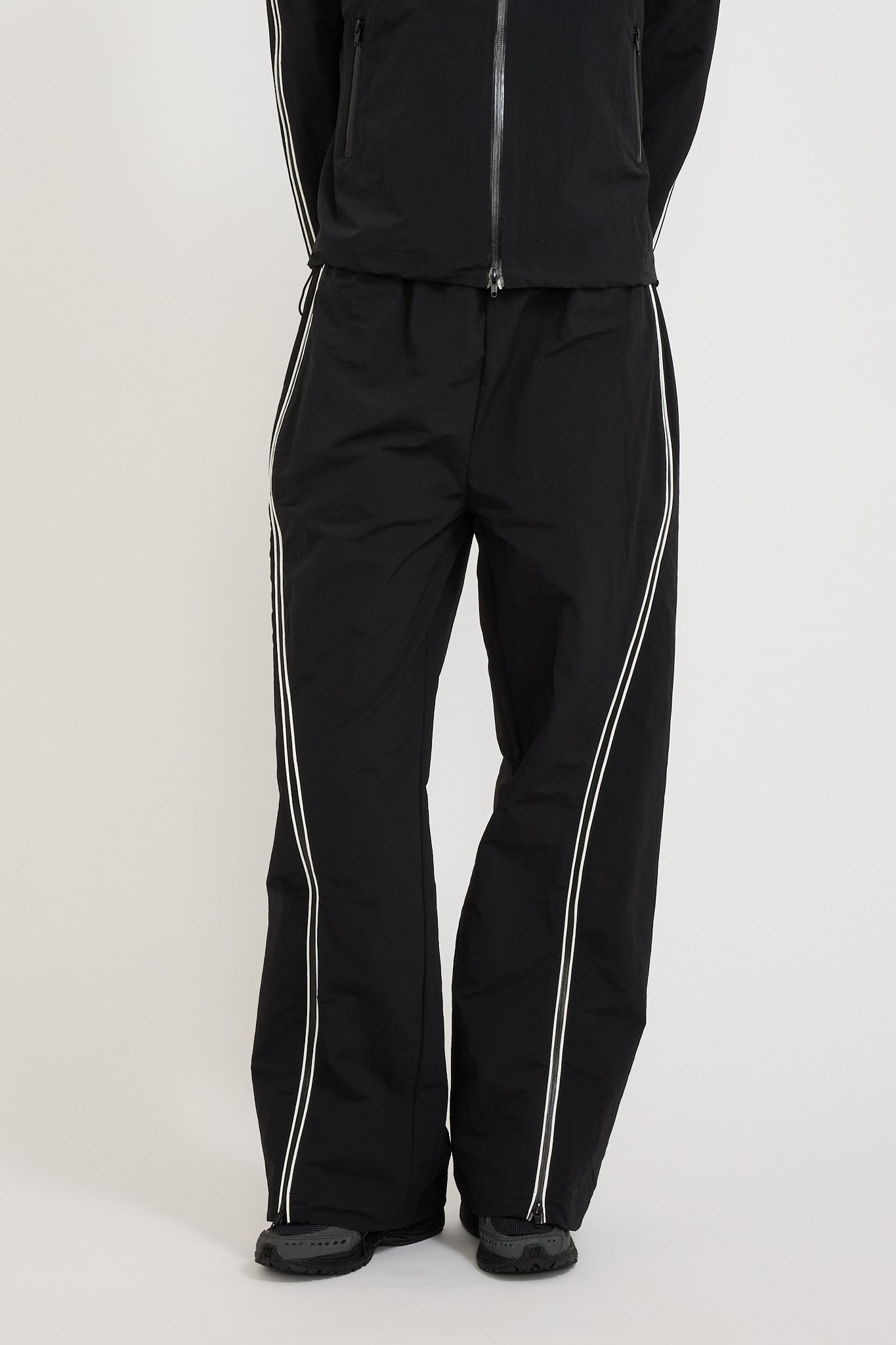 Wynn Hamlyn | Curved Leg Zip Track Pant Black/White | Maplestore