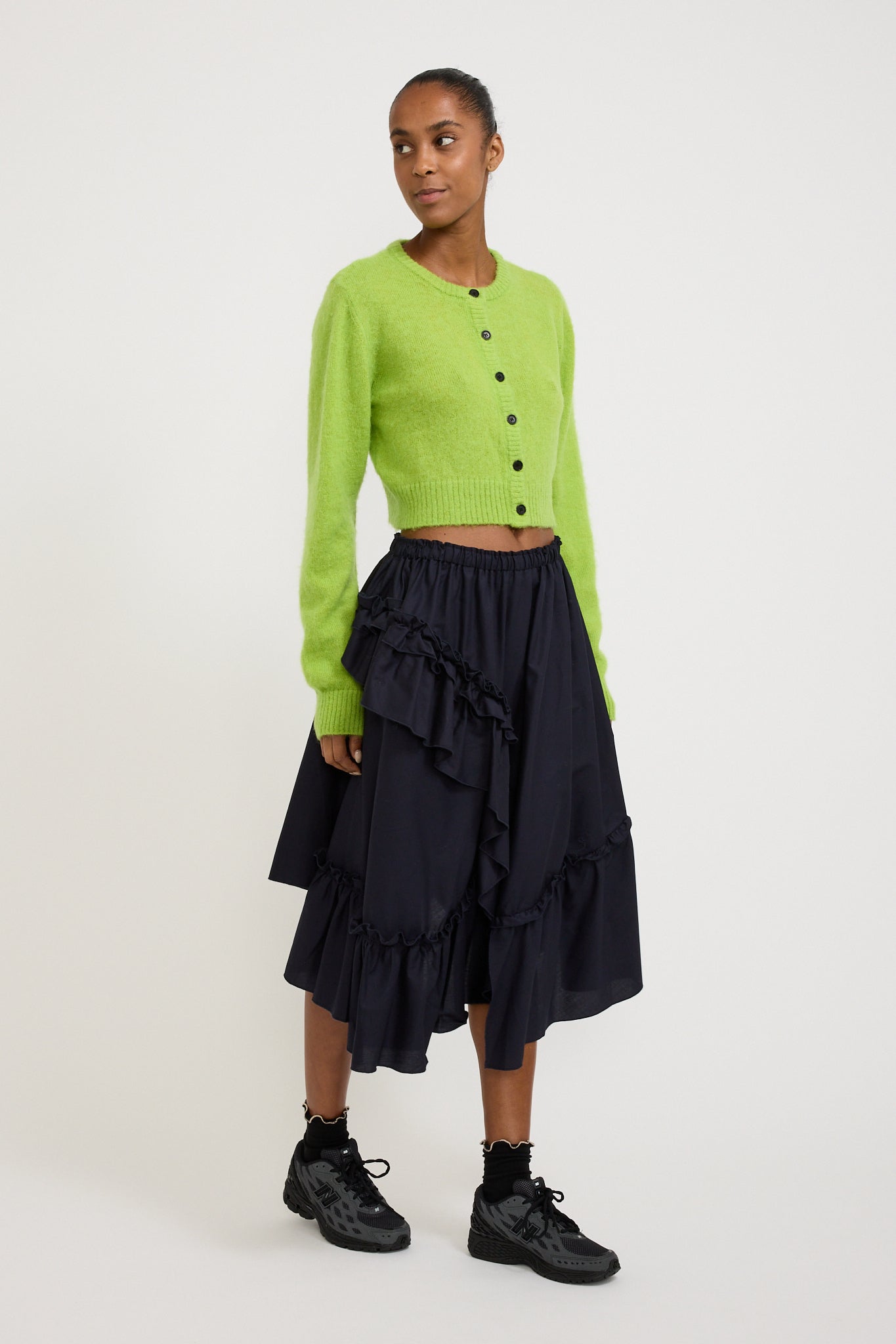 Wynn Hamlyn | Fluffy Mohair Cardigan Acid Green | Maplestore