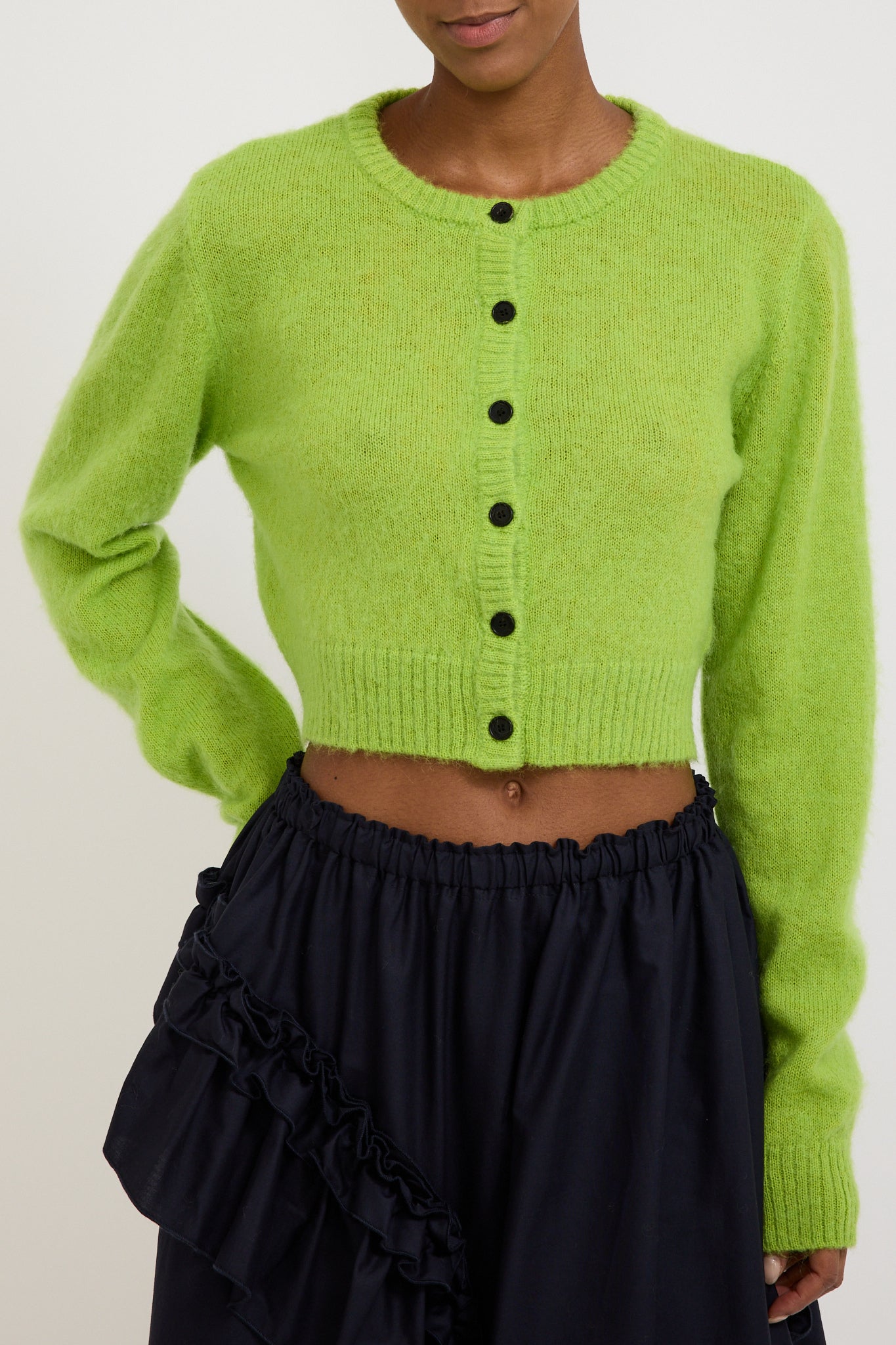 Wynn Hamlyn | Fluffy Mohair Cardigan Acid Green | Maplestore