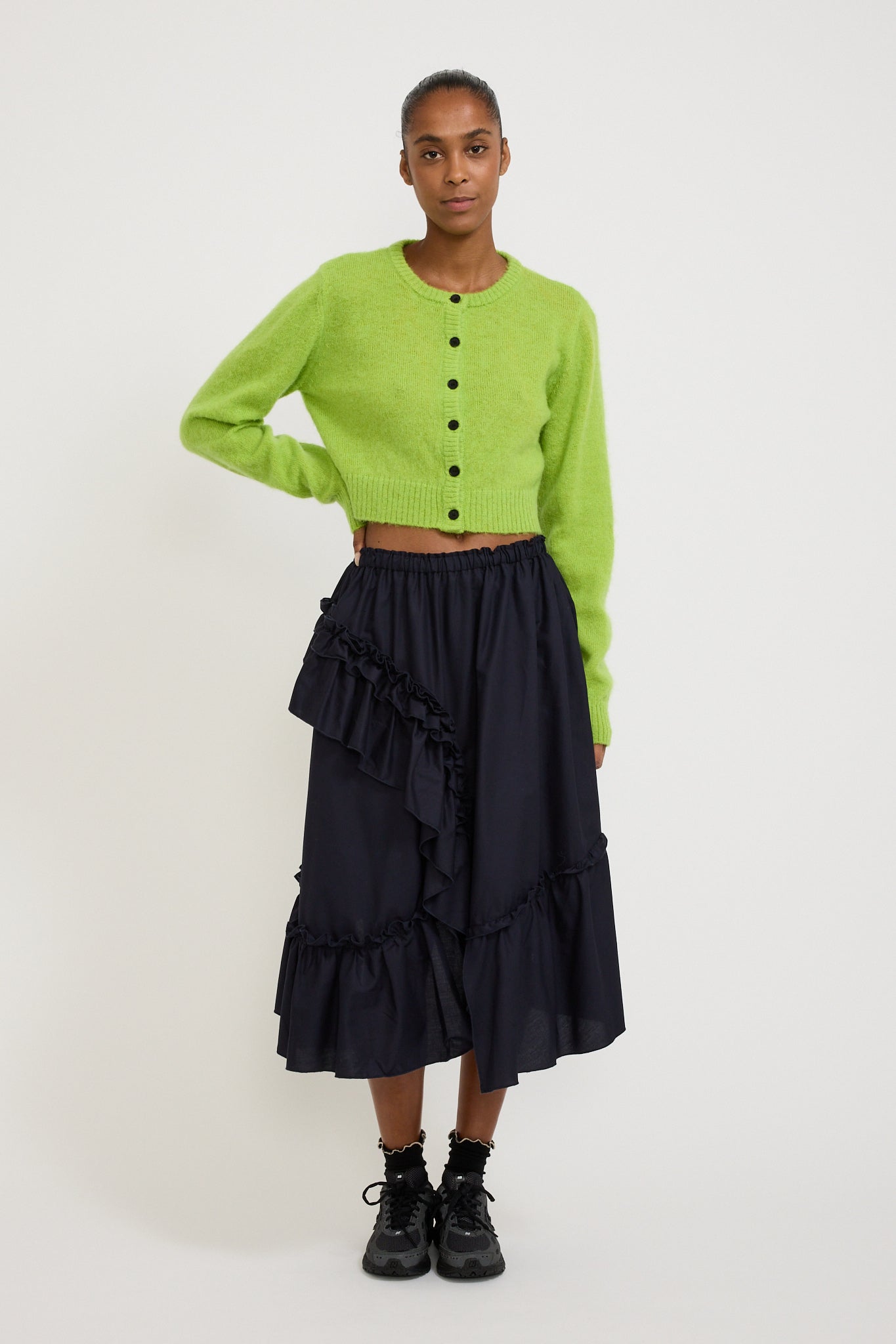 Wynn Hamlyn | Fluffy Mohair Cardigan Acid Green | Maplestore