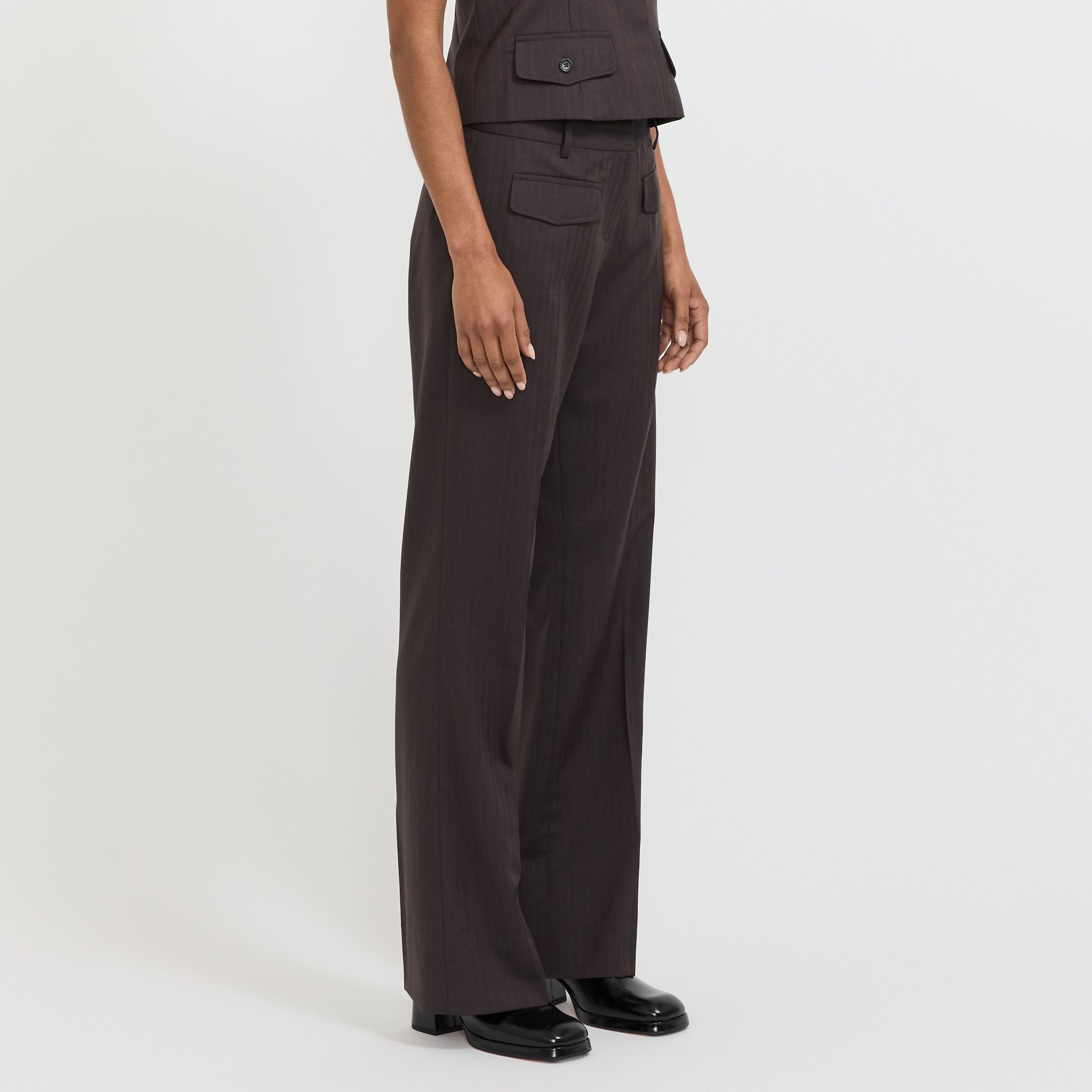 Wynn Hamlyn | Low Rise Utility Trouser Chocolate | Maplestore