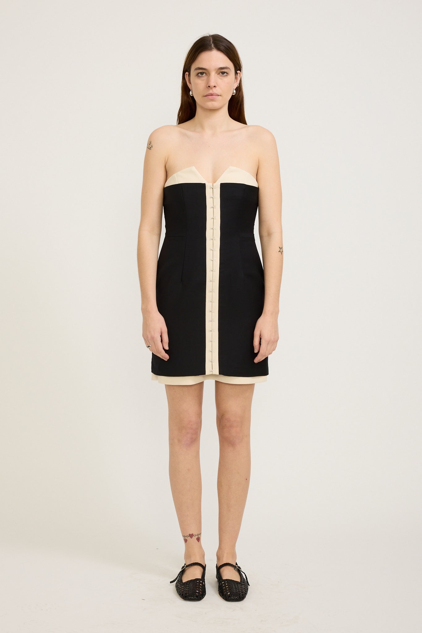 Olivia Mini Dress Ivory/Black