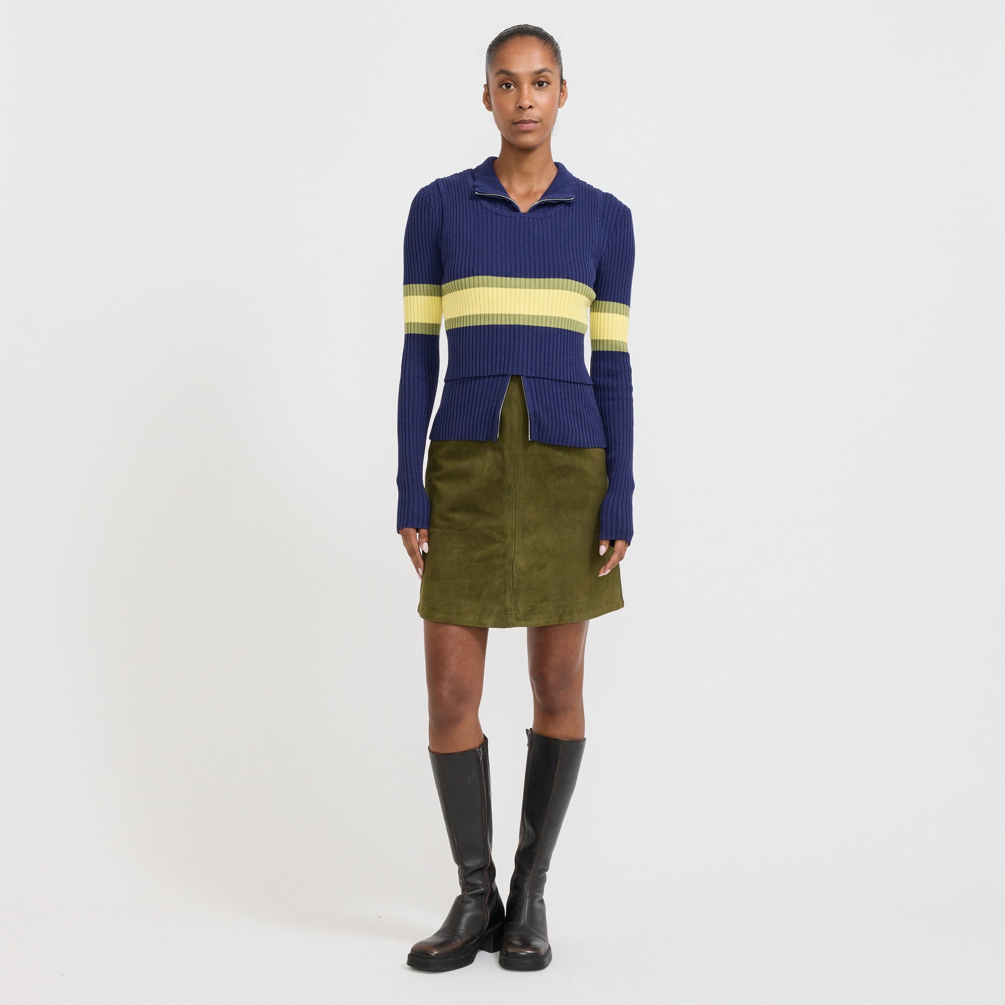 Wynn Hamlyn | Parker Double Up Sweater Navy Stripe | Maplestore