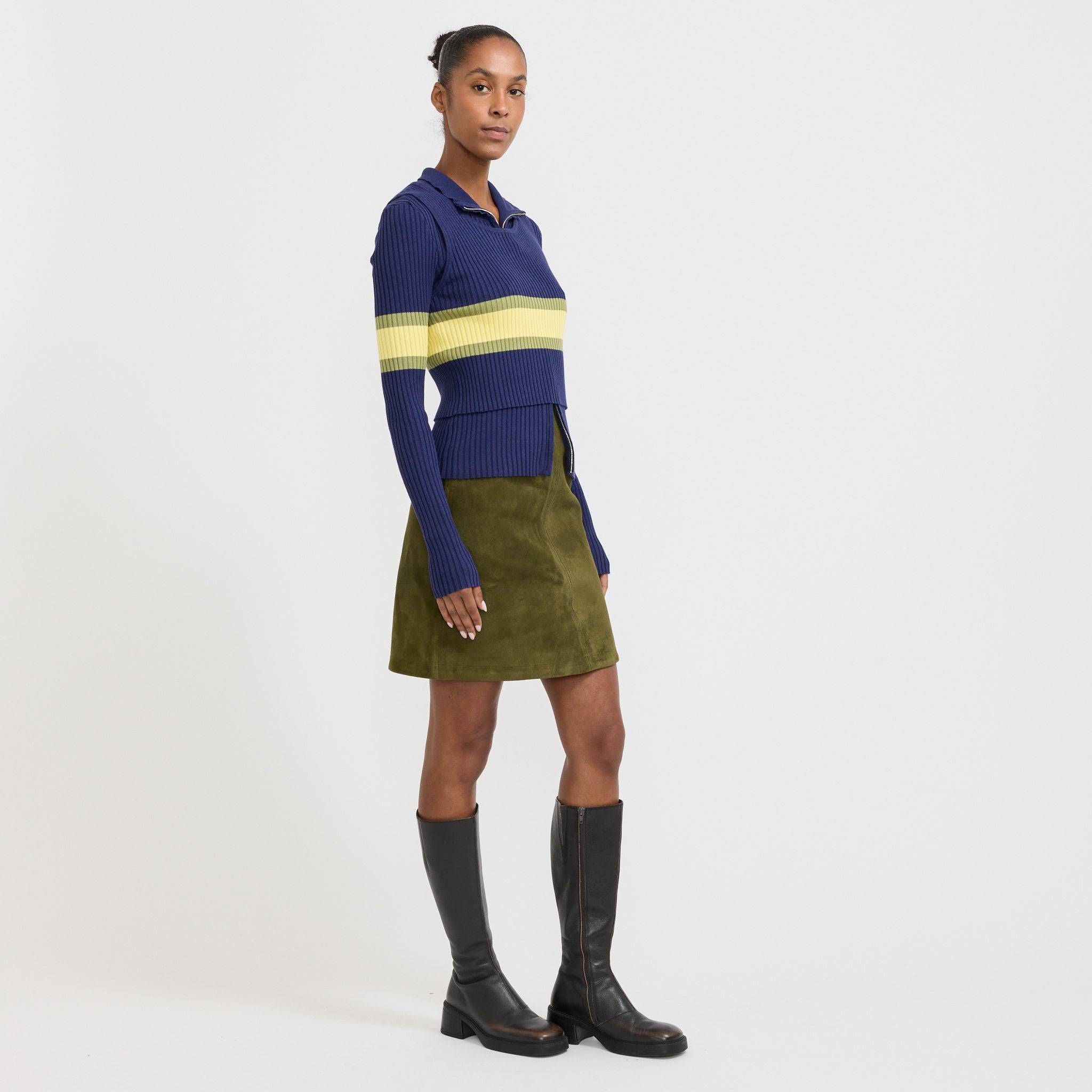 Wynn Hamlyn | Parker Double Up Sweater Navy Stripe | Maplestore