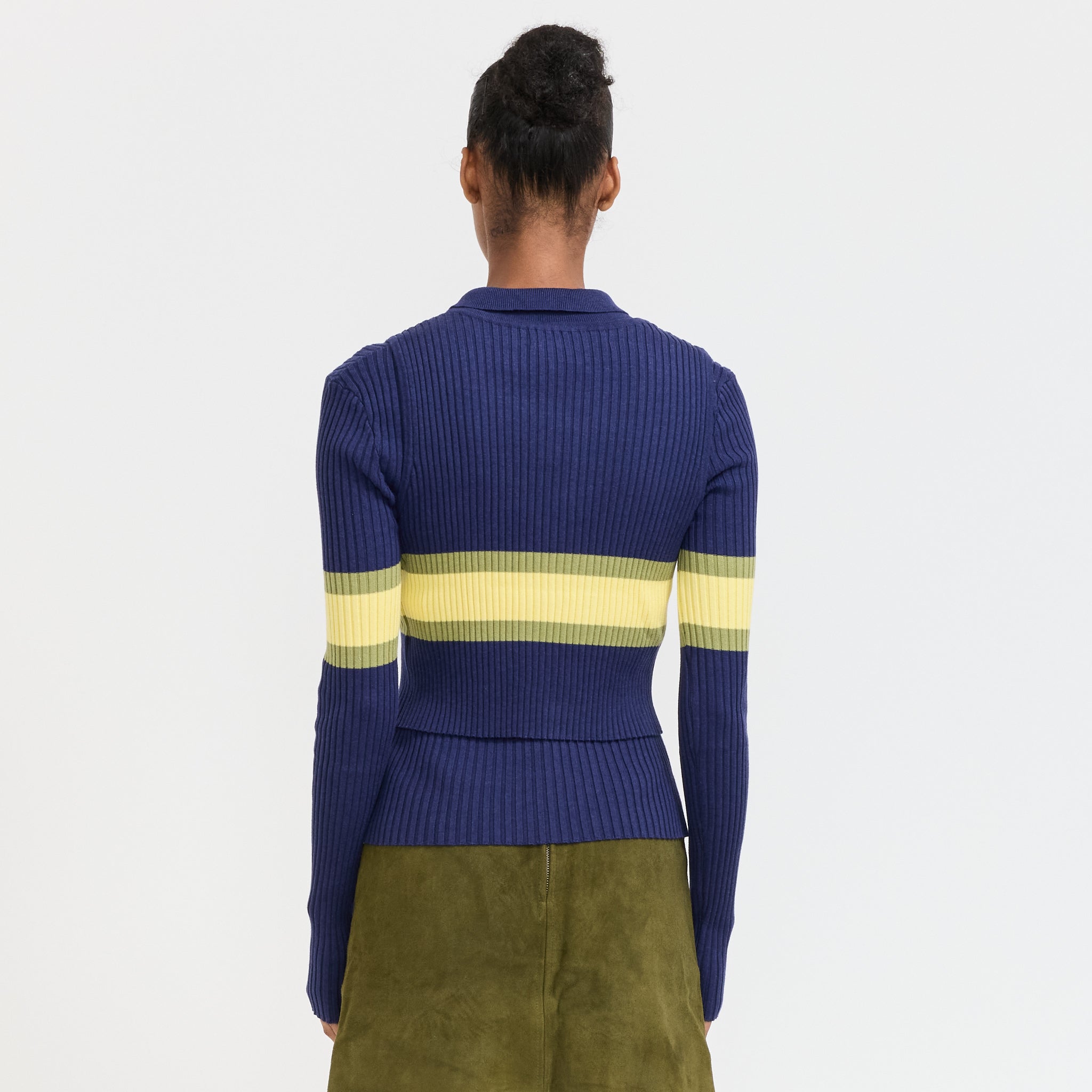 Wynn Hamlyn | Parker Double Up Sweater Navy Stripe | Maplestore