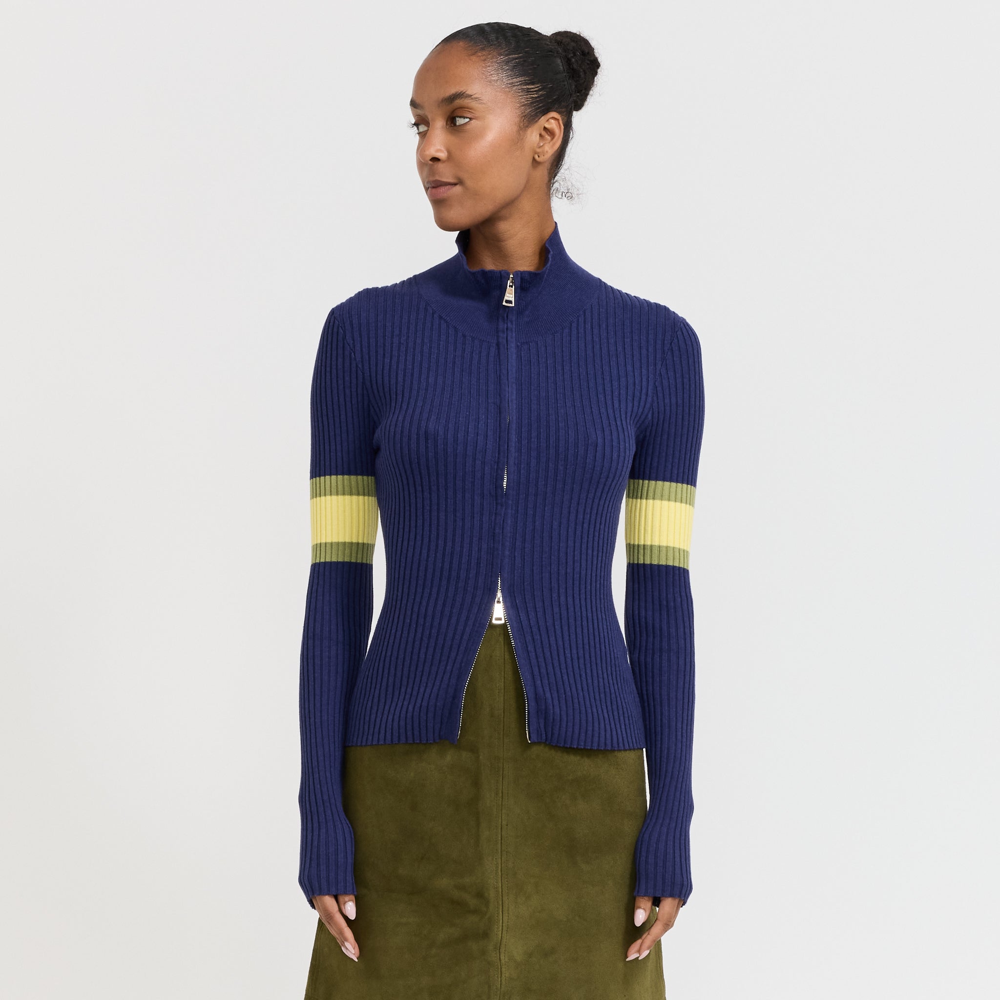 Wynn Hamlyn | Parker Double Up Sweater Navy Stripe | Maplestore