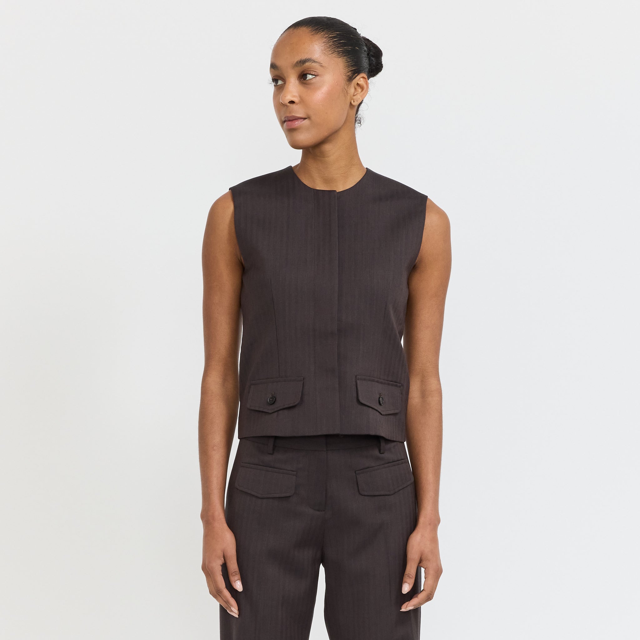 Wynn Hamlyn | Tailored Vest Chocolate | Maplestore