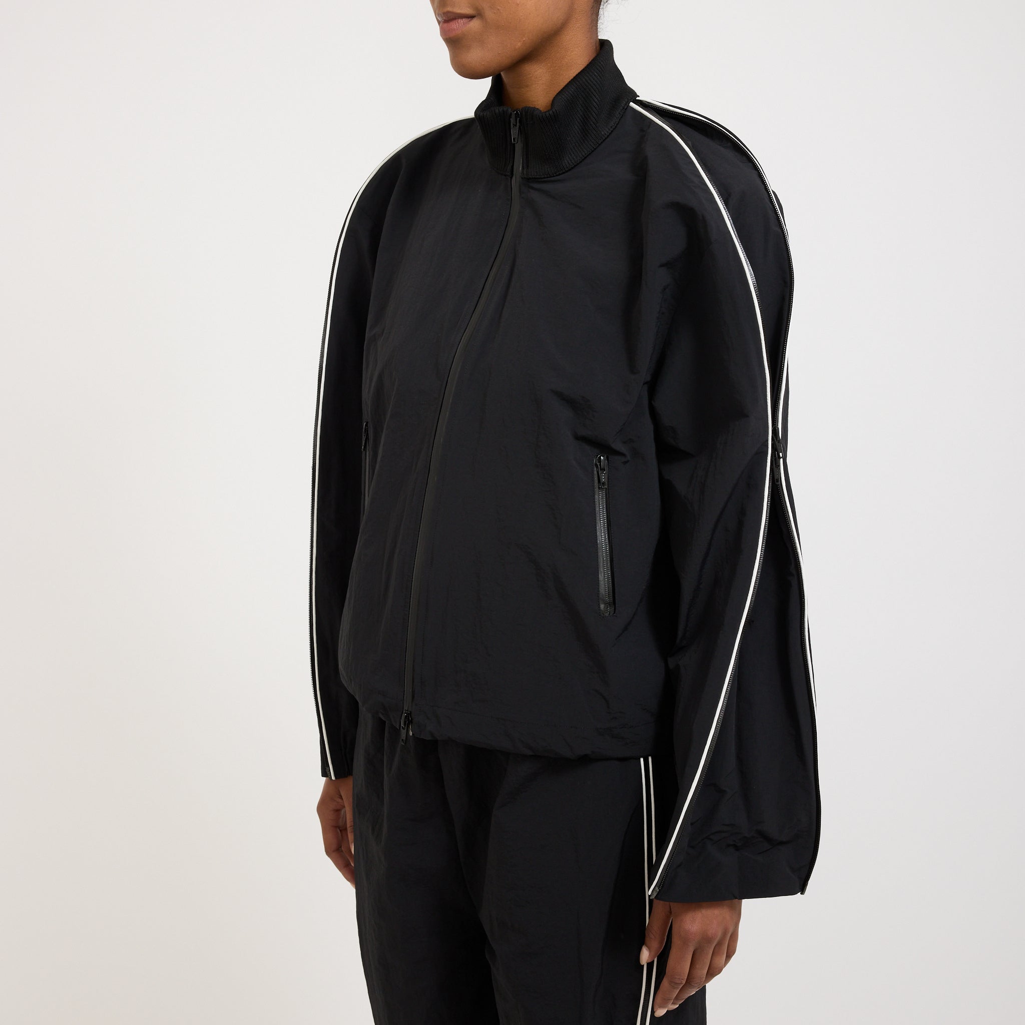 Zipper Sleeve Bungy Jacket Black/White