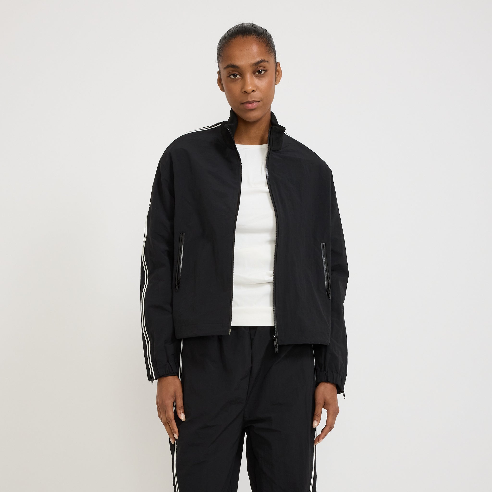 Zipper Sleeve Bungy Jacket Black/White