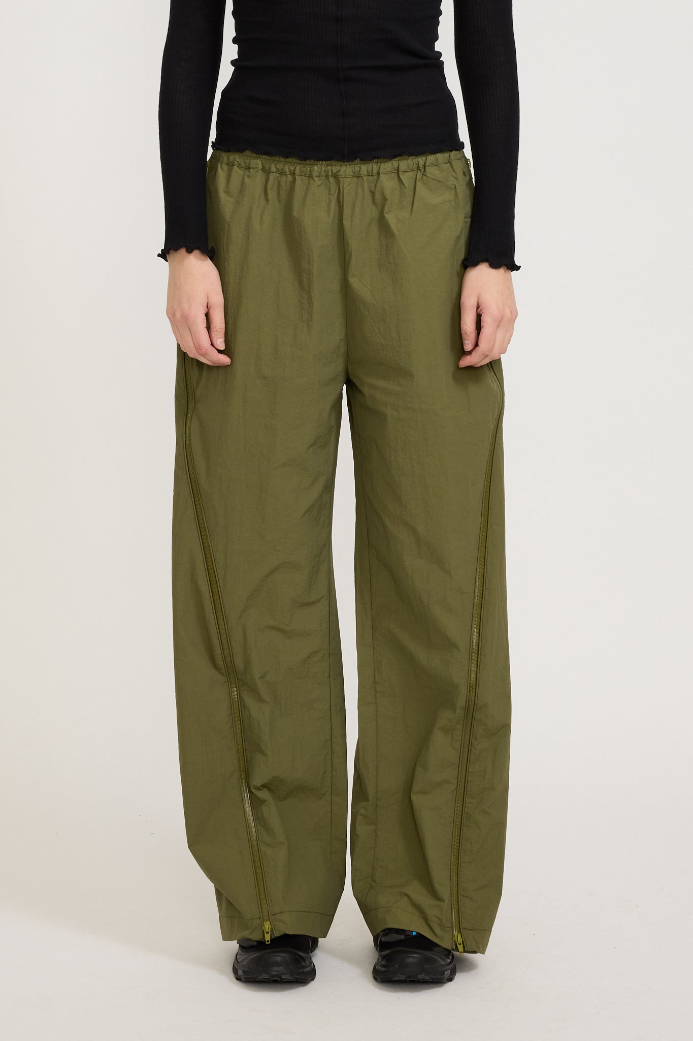 Zipper Track Pants Khaki