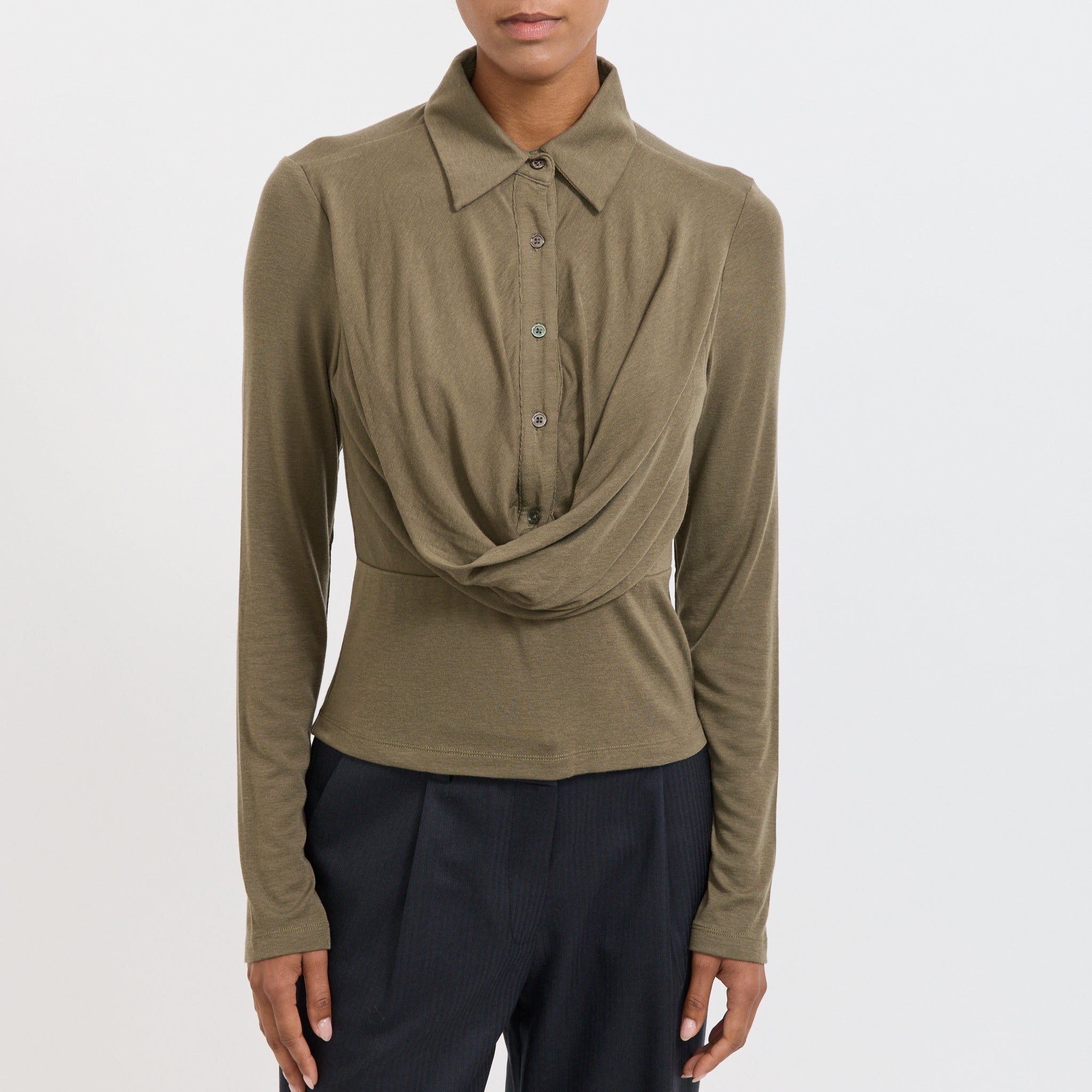 Wynn Hamlyn | Annie Long Sleeve Top Dark Sage | Maplestore