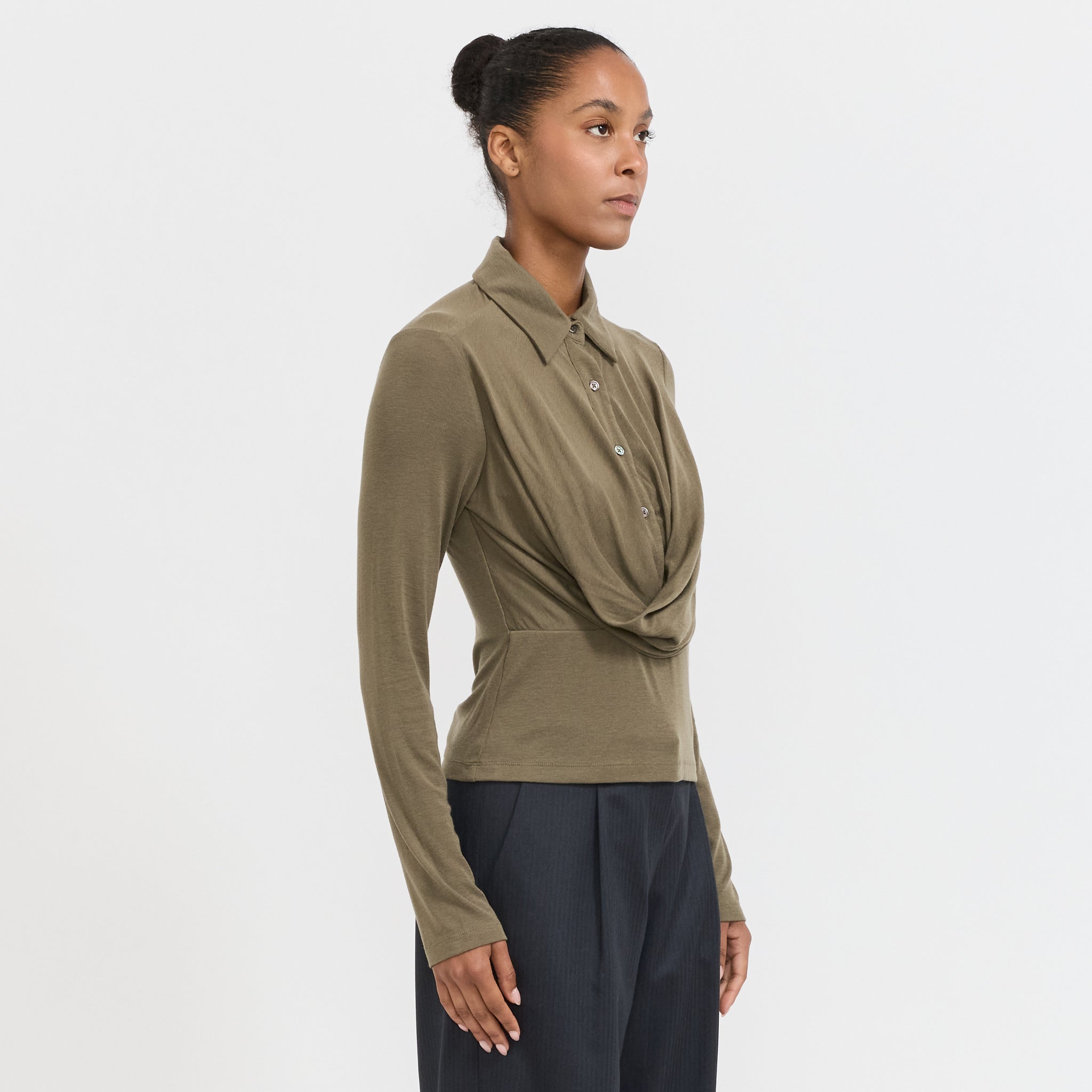 Wynn Hamlyn | Annie Long Sleeve Top Dark Sage | Maplestore