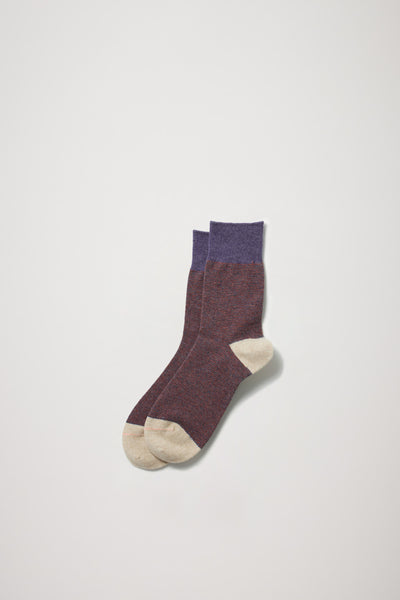 Rototo | Woolen Retro OD Stripe Socks Light Purple/Ivory | Maplestore