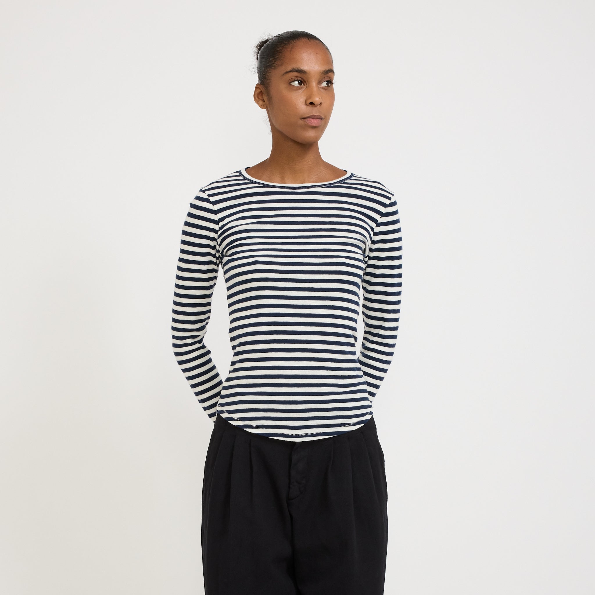 Charlotte Long Sleeve Top Navy/White Stripe