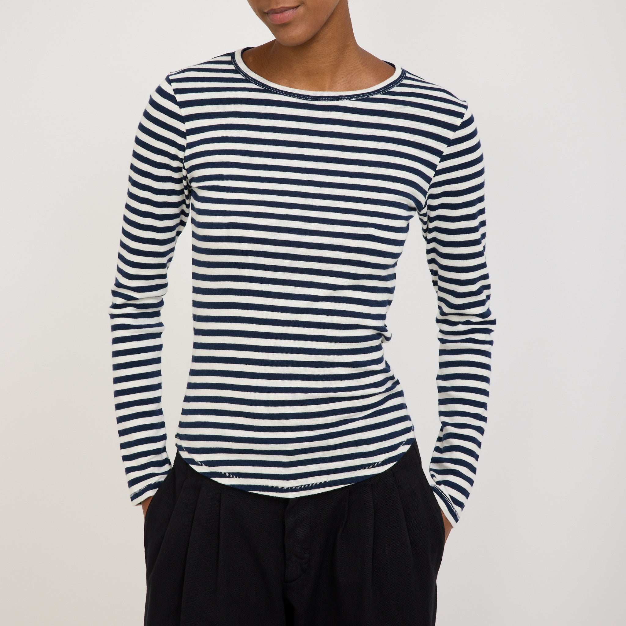 Charlotte Long Sleeve Top Navy/White Stripe