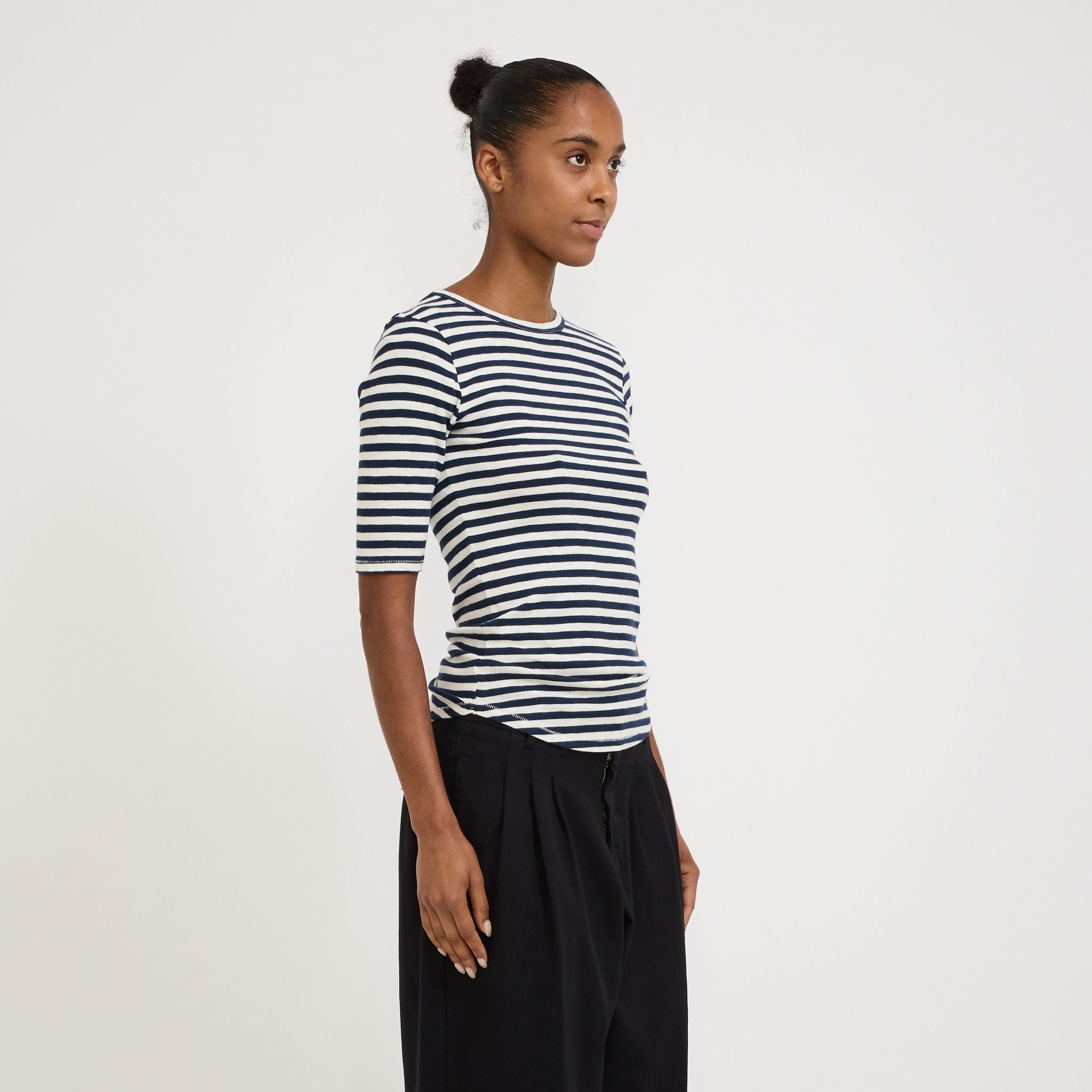 YMC | Charlotte Short Sleeve T-Shirt Navy/White Stripe | Maplestore