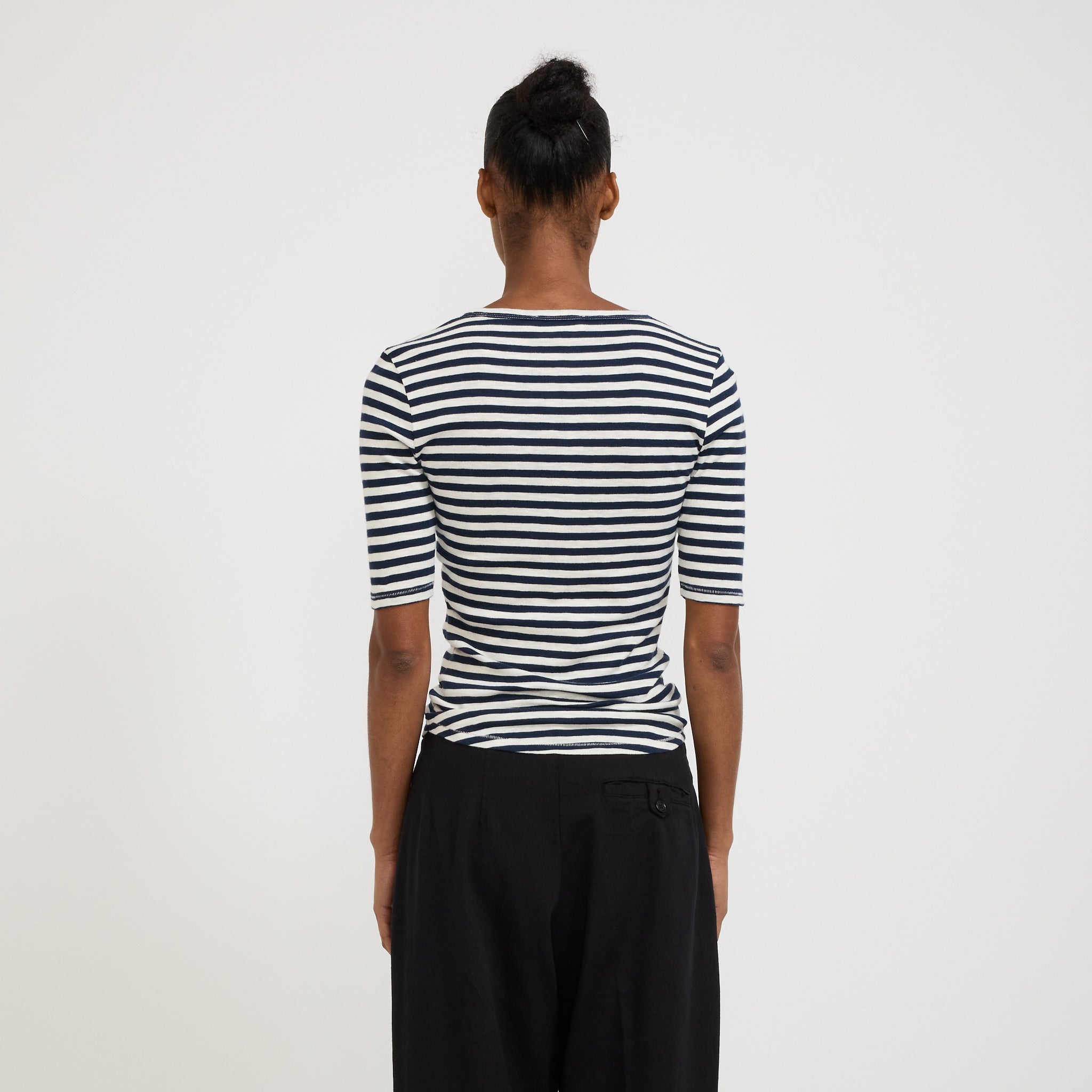YMC | Charlotte Short Sleeve T-Shirt Navy/White Stripe | Maplestore