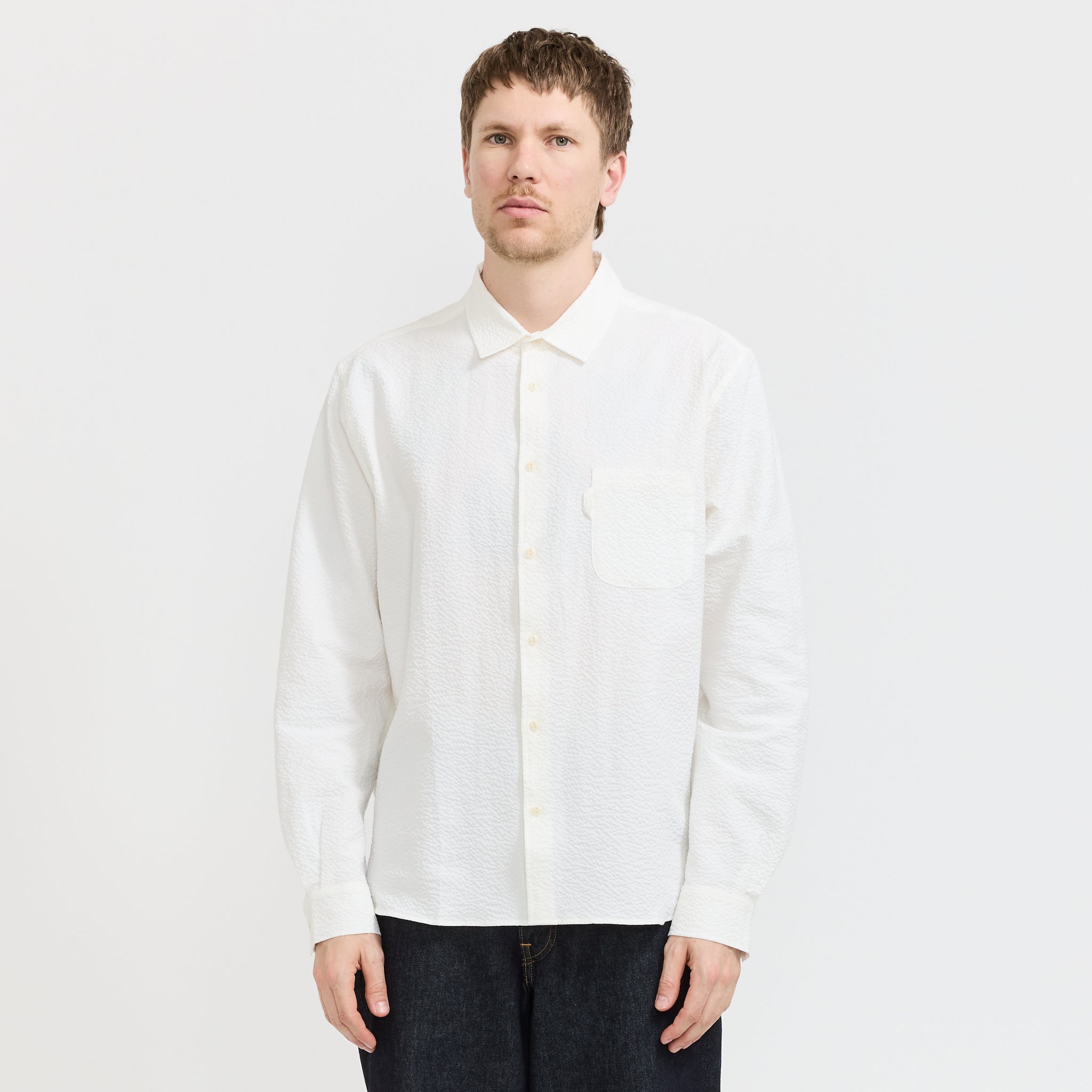 YMC | Curtis Shirt White Seersucker | Maplestore