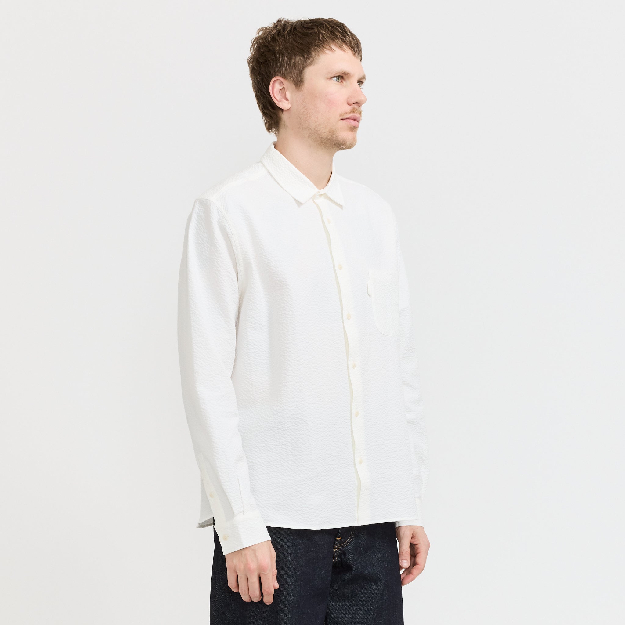 YMC | Curtis Shirt White Seersucker | Maplestore