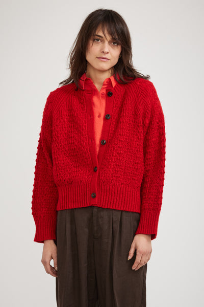 YMC | Foxtail Crochet Cardigan Red | Maplestore